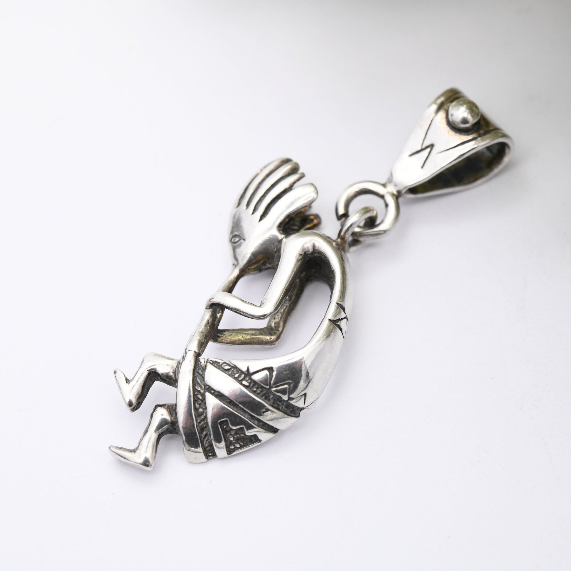 Vintage Navajo Kokopelli Sterling Silver Pendant Fertility Deity - Southwestern Silver | Large Three Dimensional 3D