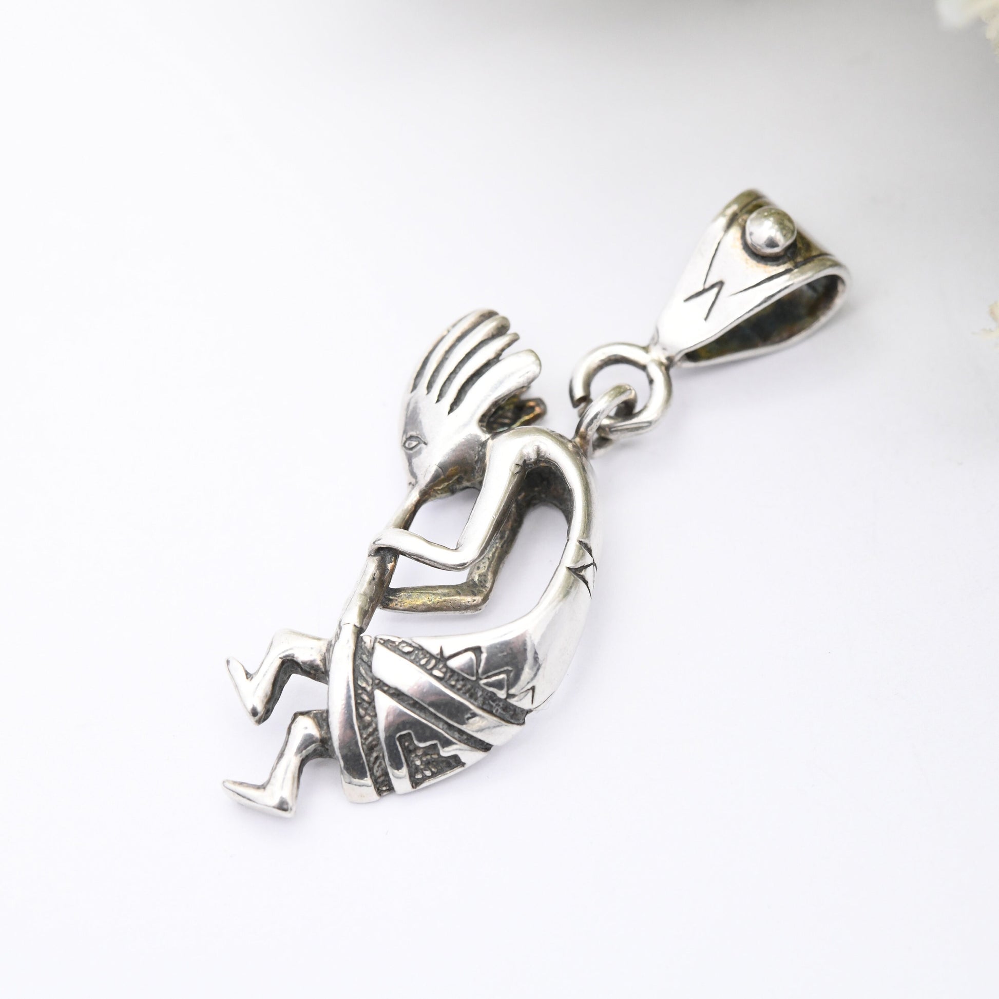 Vintage Navajo Kokopelli Sterling Silver Pendant Fertility Deity - Southwestern Silver | Large Three Dimensional 3D