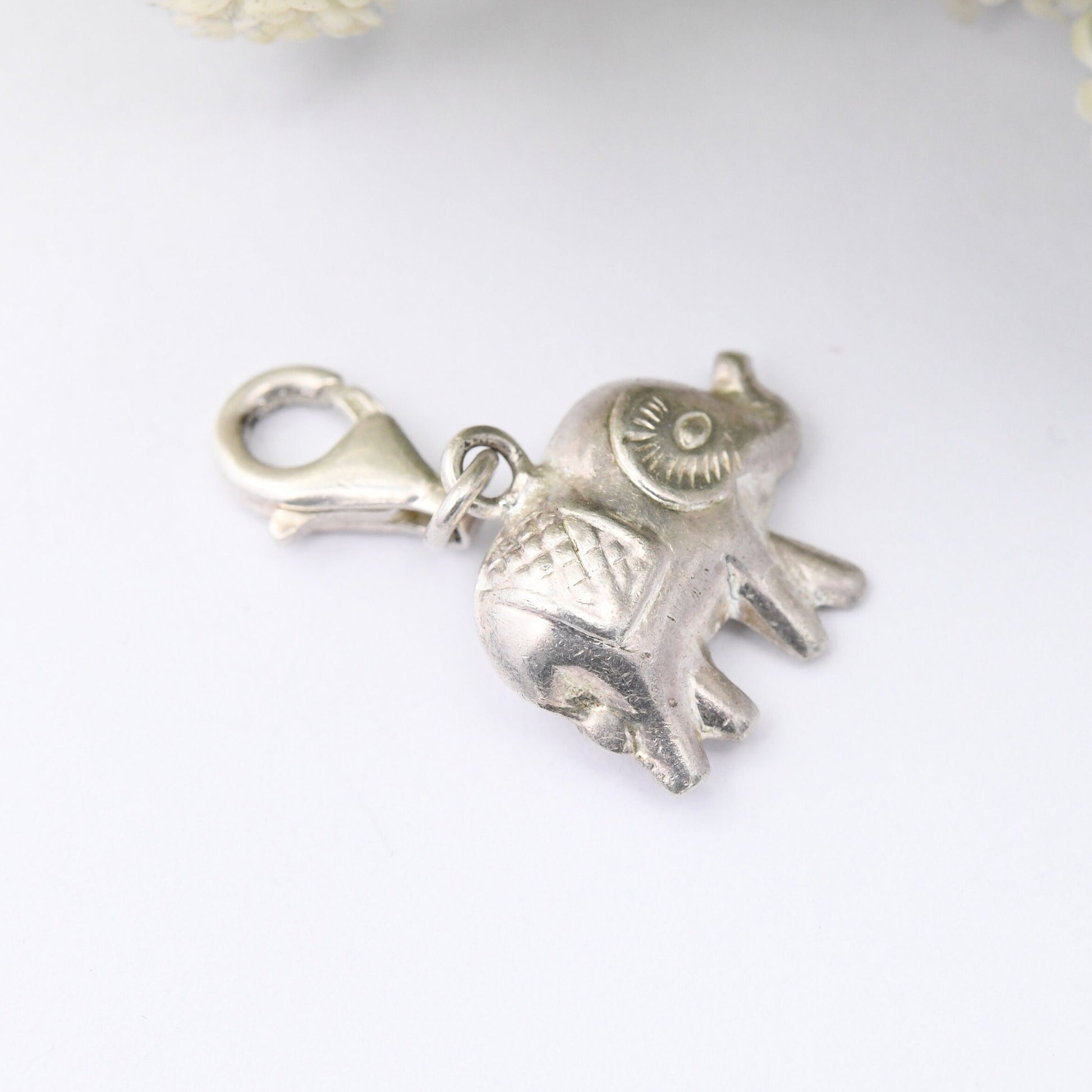 Sterling Silver Elephant Charm Pendant with Lobster Clasp - Cute Animal | Nature Lover Gift | Charm Bracelet | Indian Elephant