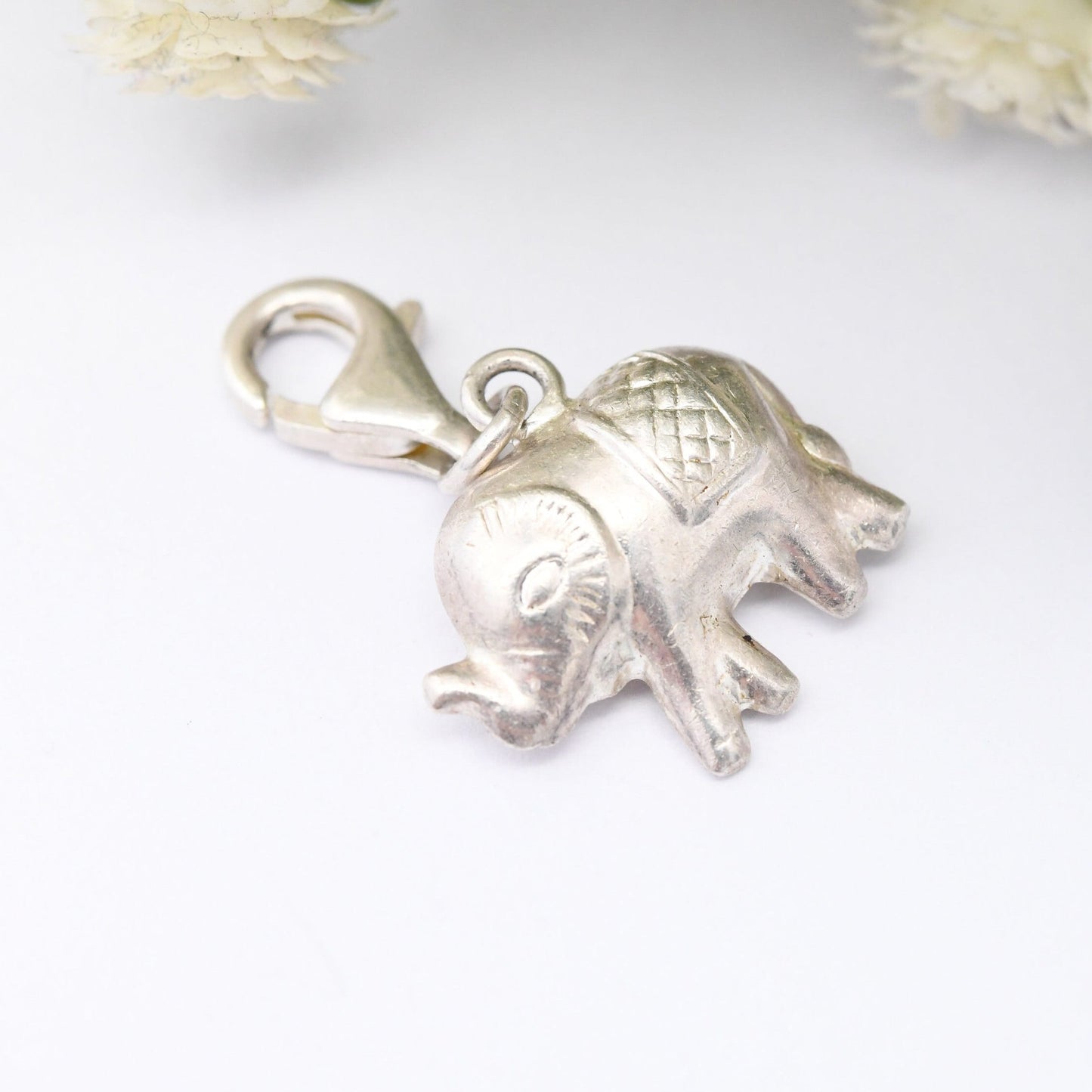 Sterling Silver Elephant Charm Pendant with Lobster Clasp - Cute Animal | Nature Lover Gift | Charm Bracelet | Indian Elephant