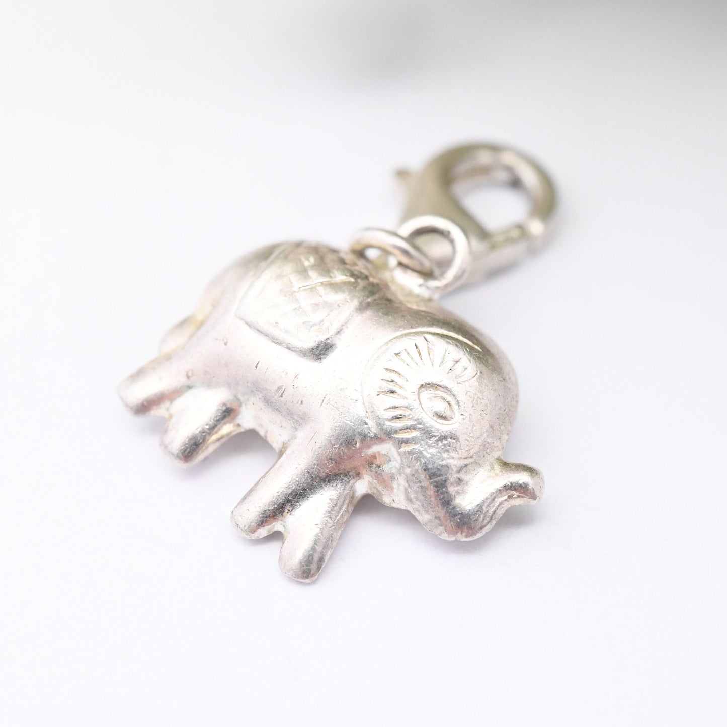 Sterling Silver Elephant Charm Pendant with Lobster Clasp - Cute Animal | Nature Lover Gift | Charm Bracelet | Indian Elephant