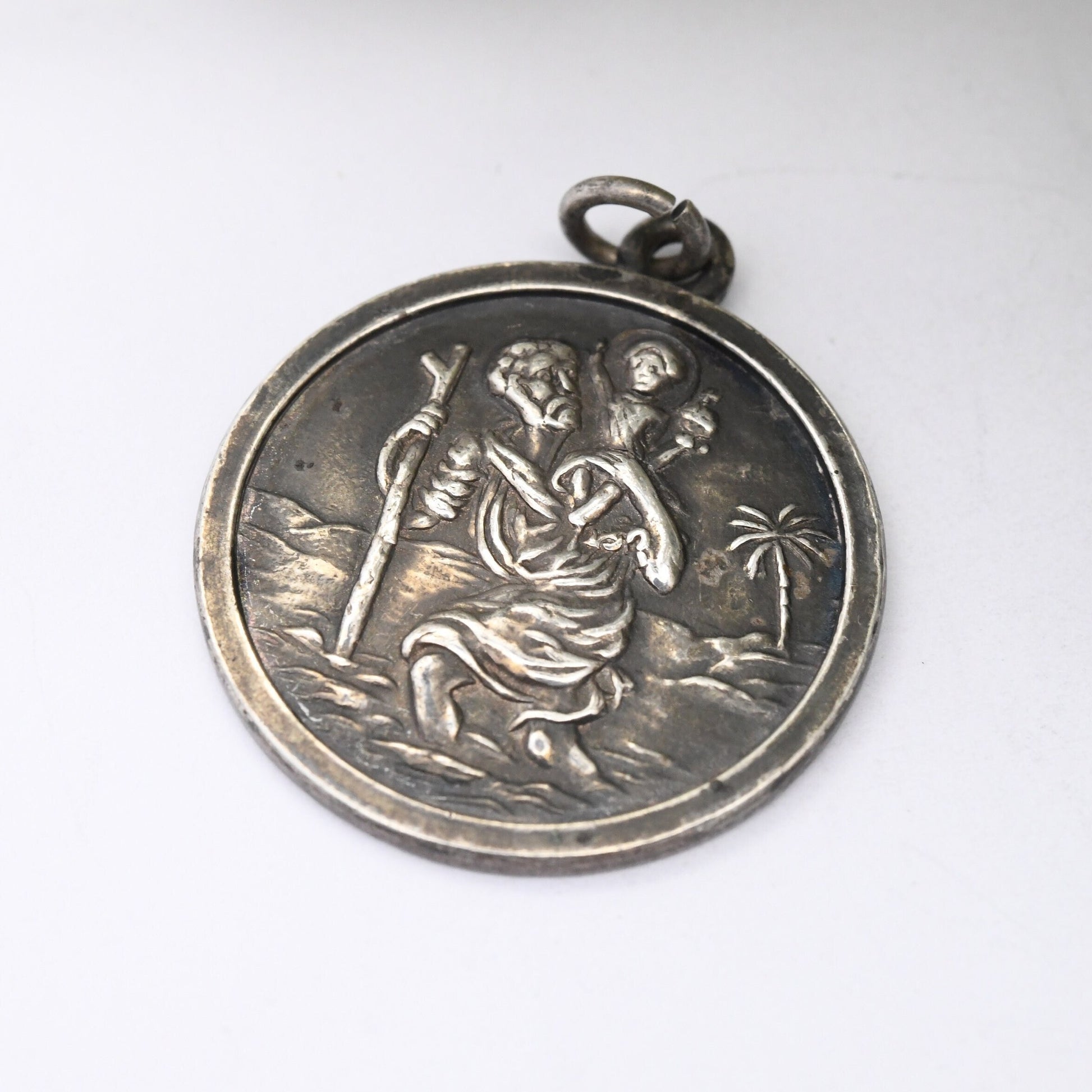 Vintage Sterling Silver St. Christopher Pendant - Gift for Traveller | Christian Saint Necklace