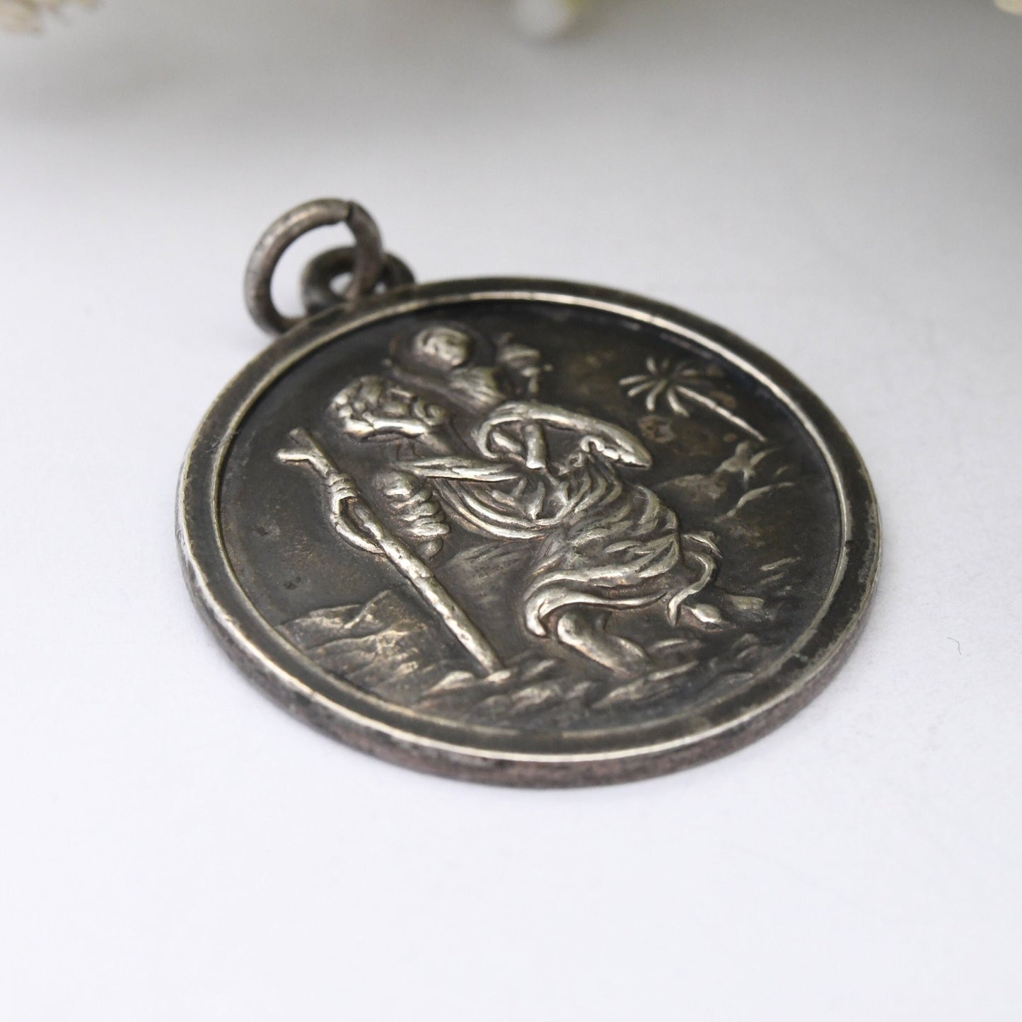 Vintage Sterling Silver St. Christopher Pendant - Gift for Traveller | Christian Saint Necklace