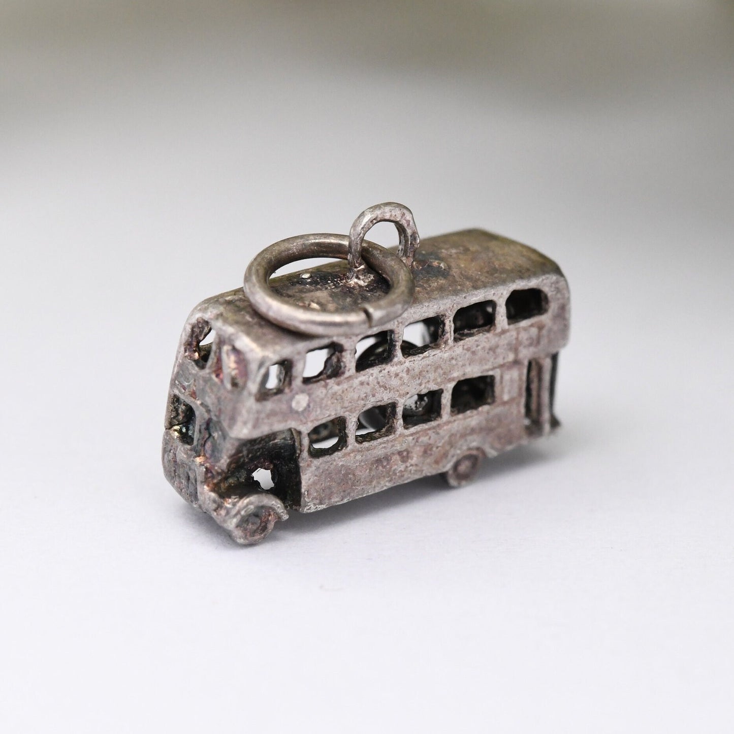 Vintage Sterling Silver Bus Charm Pendant - Old Style Vehicle | for Charm Bracelet Charm Necklace