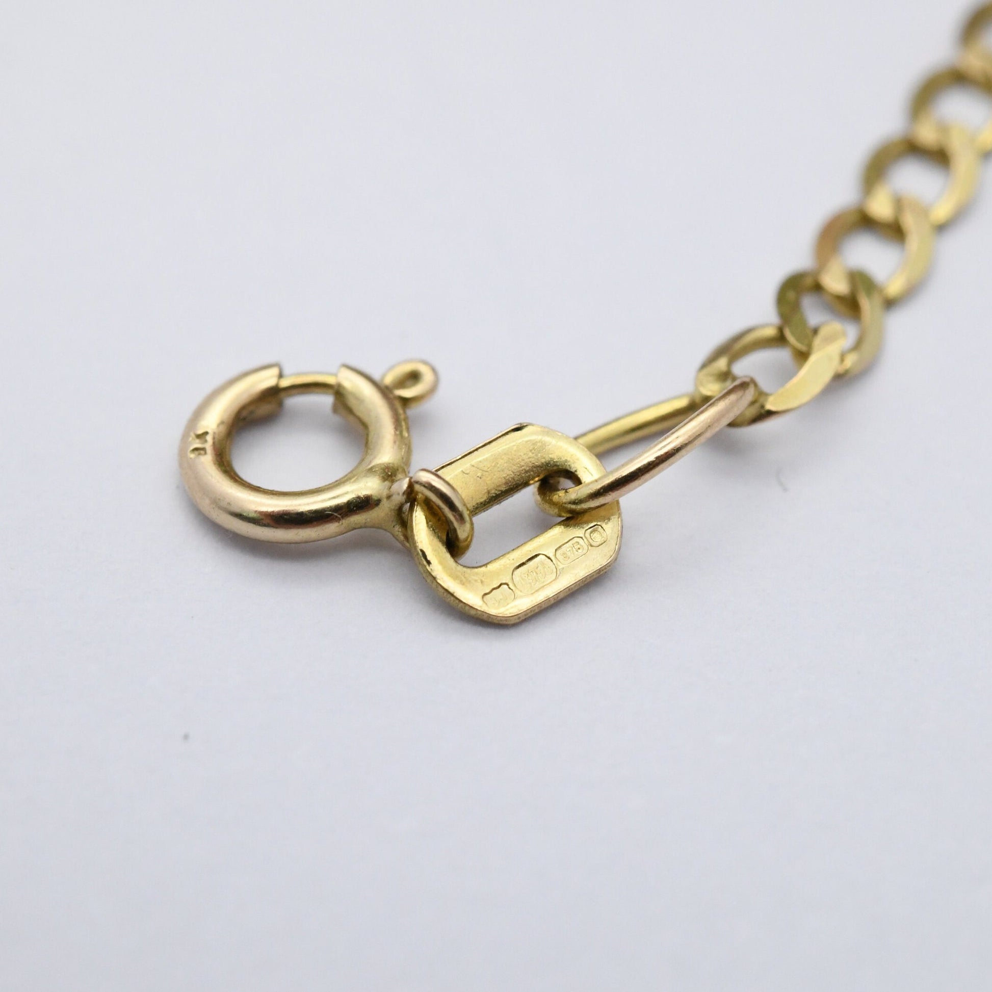 Vintage 9ct Gold Flat Curb Link Chain Necklace - Solid Gold | 20" 50cm