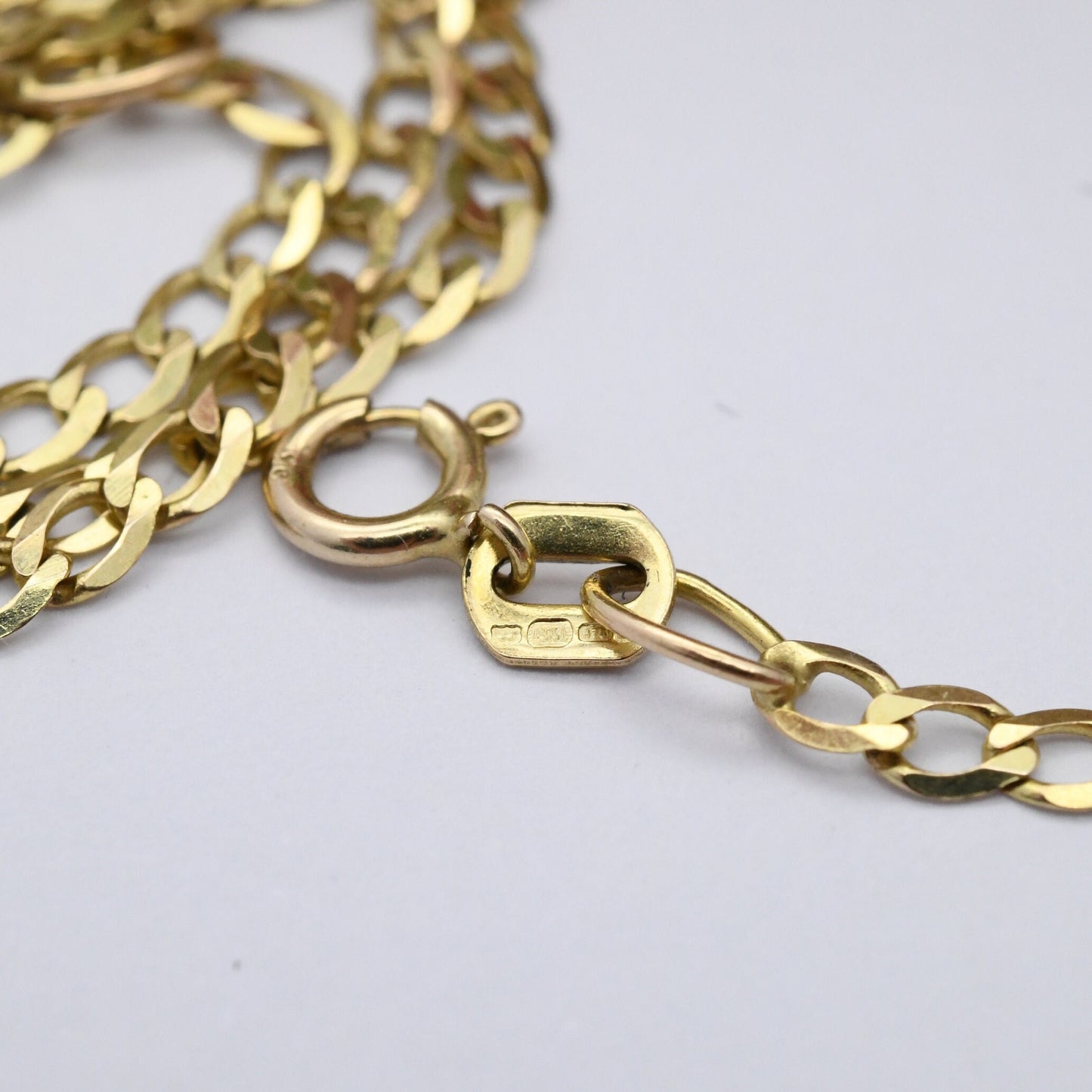 Vintage 9ct Gold Flat Curb Link Chain Necklace - Solid Gold | 20" 50cm