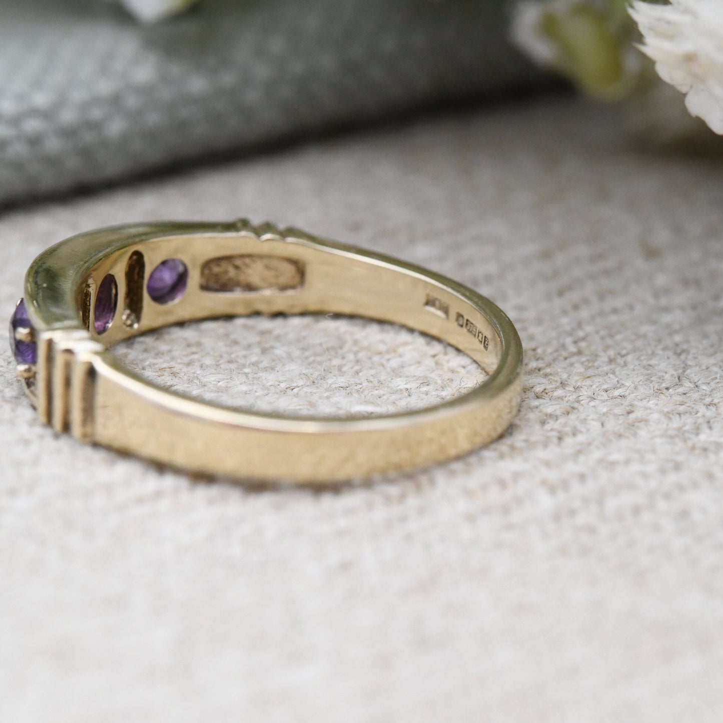 Vintage 9ct Gold Amethyst Ring 1999 - Edinburgh Scotland | Unusual Chunky Statement Setting | UK Size - P | US Size - 7 3/4