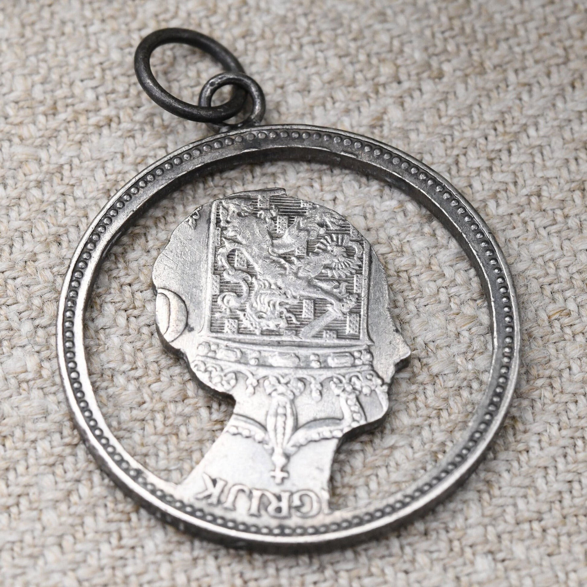 Vintage Silver Wilhelmina Netherlands 1 Gulden Cut Coin Pendant - Pierced Dutch Silver Coin Jewellery