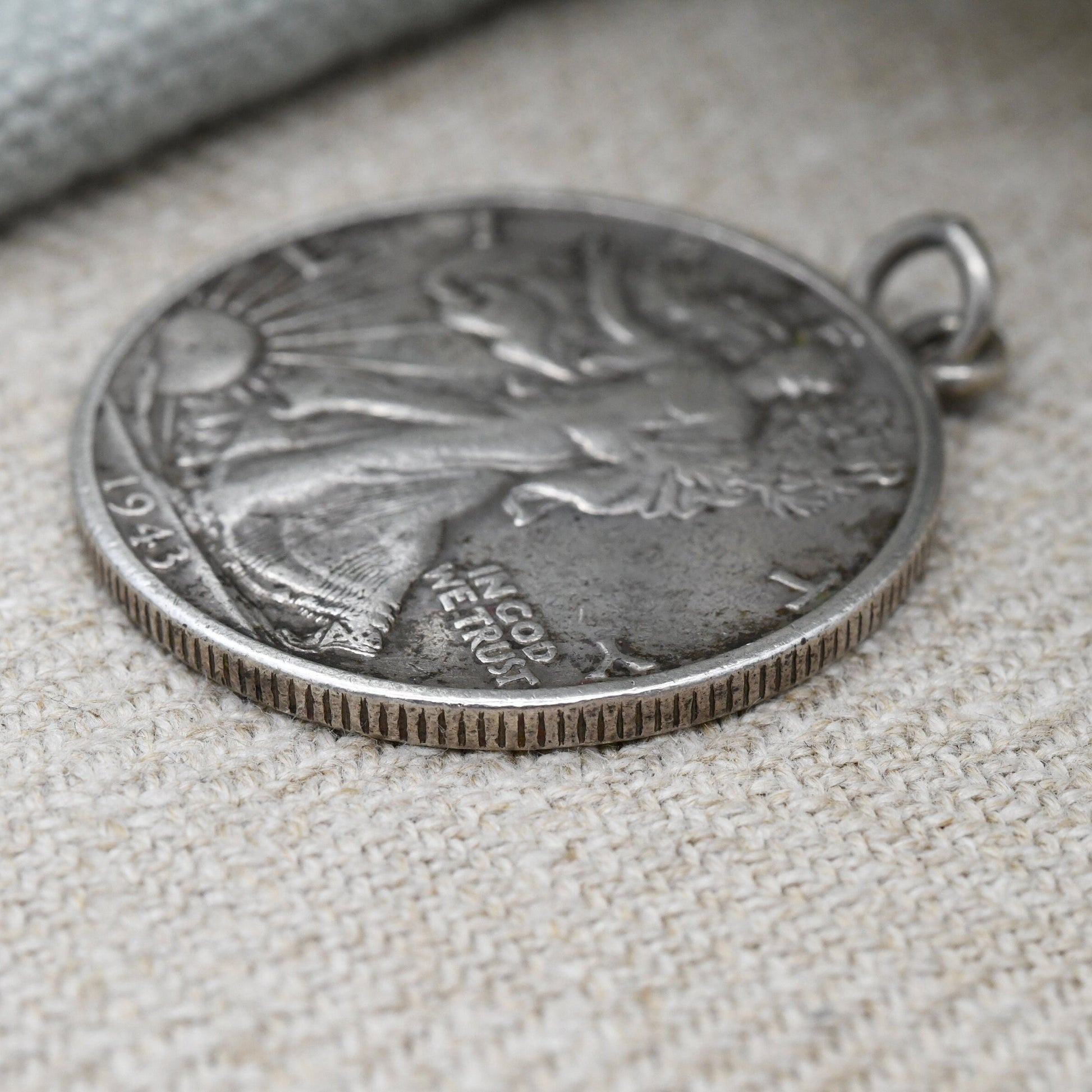 Vintage US 1/2 Dollar 1943 Coin Pendant Walking Liberty Half Dollar - United States of America Silver Coin Jewellery