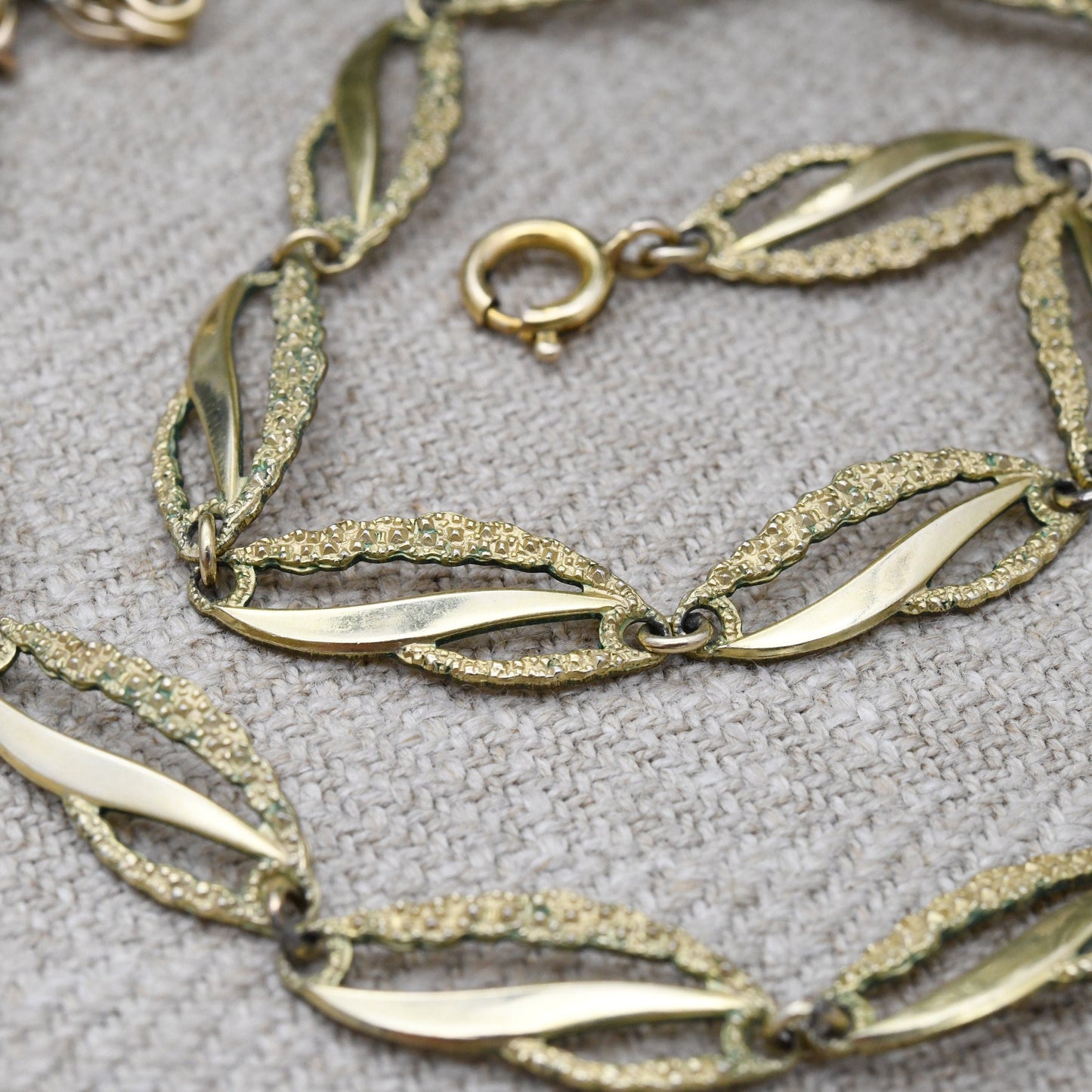 Vintage Kordes and Lichtenfels 14ct Rolled Gold Panel Necklace - Mid-Century Textured | German Designers K&L