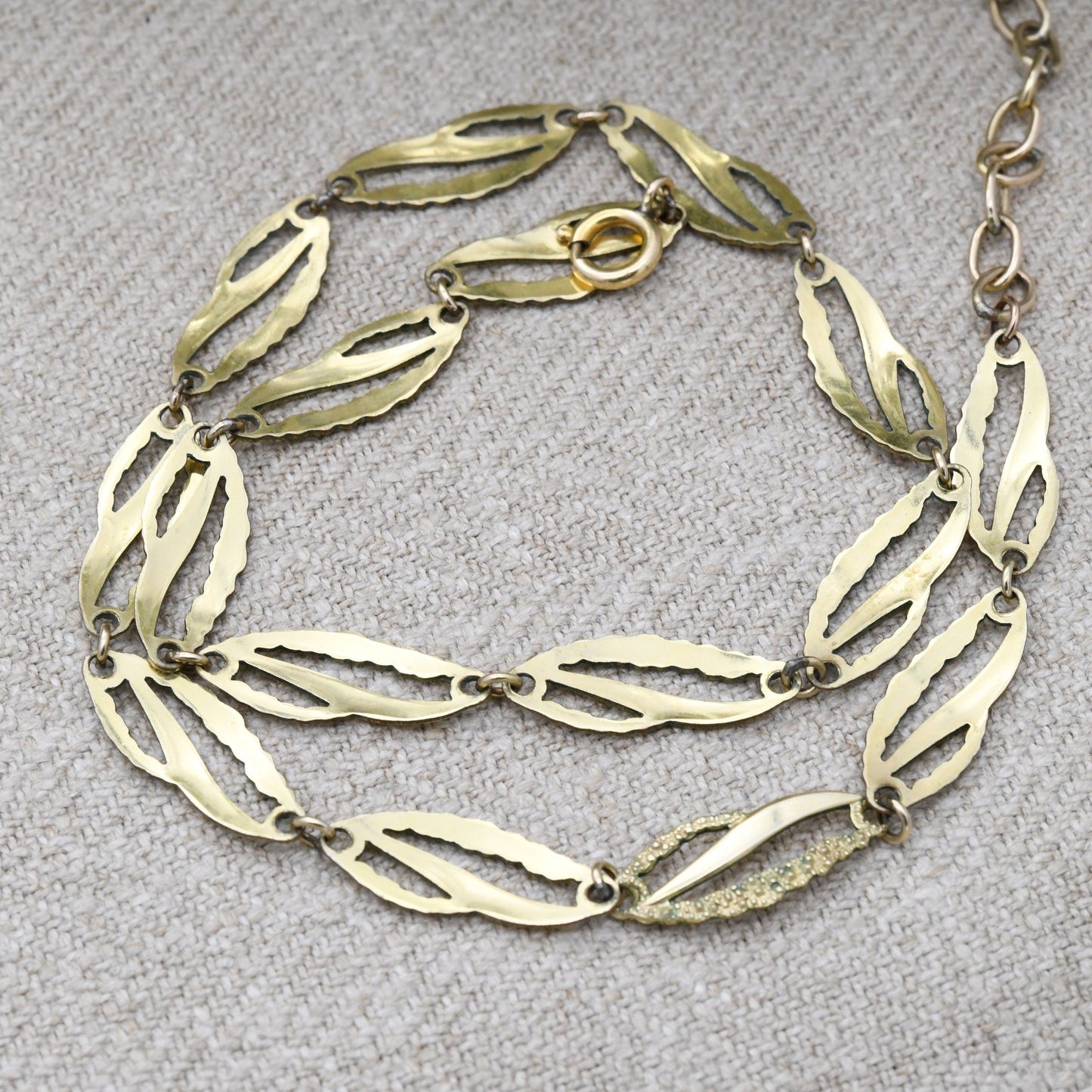 Vintage Kordes and Lichtenfels 14ct Rolled Gold Panel Necklace - Mid-Century Textured | German Designers K&L