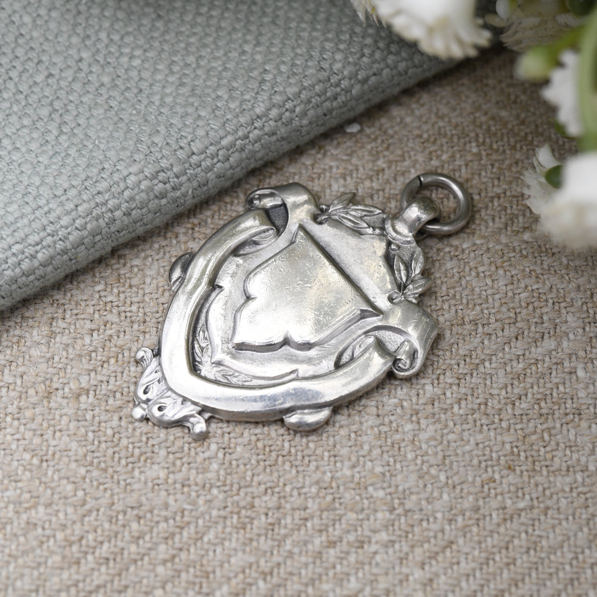 Vintage Sterling Silver Watch Fob Pendant 1932 1933 by Robert Pringle - with Blank Space for Engraving | Francis November 2nd