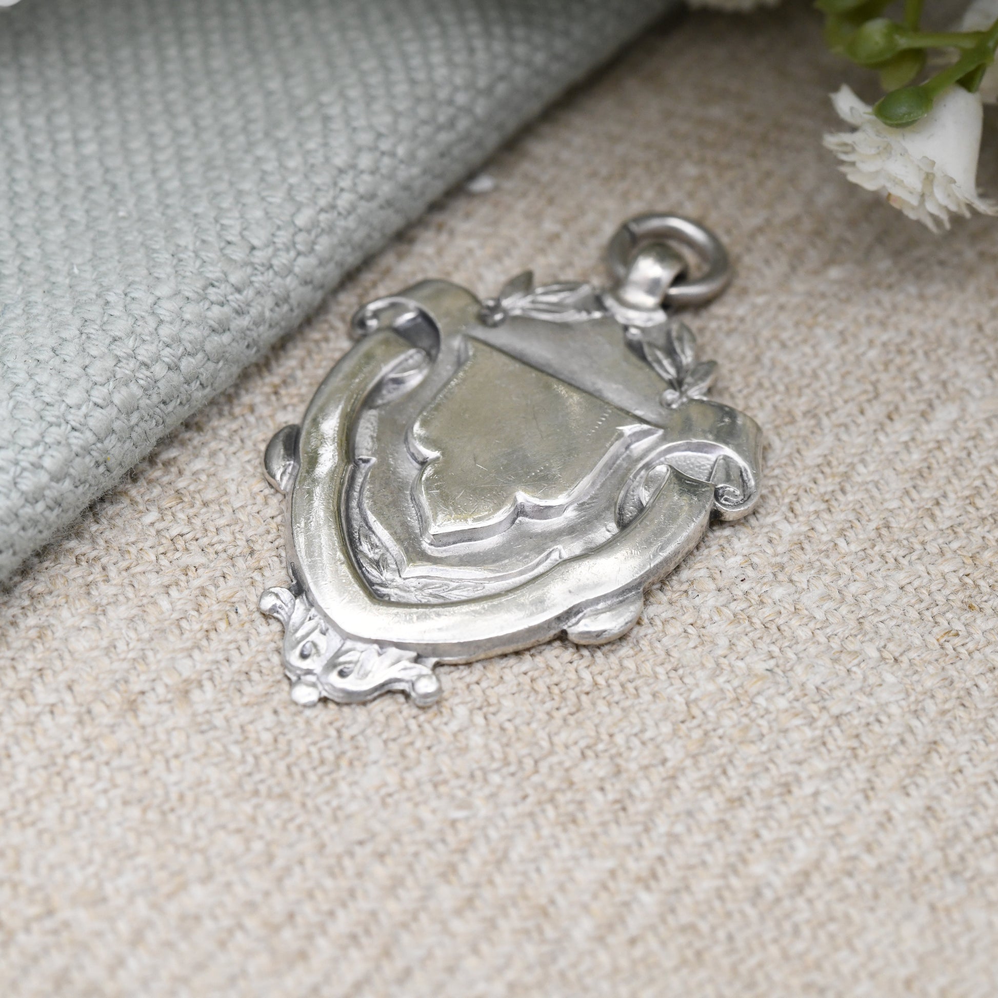 Vintage Sterling Silver Watch Fob Pendant 1932 1933 by Robert Pringle - with Blank Space for Engraving | Francis November 2nd