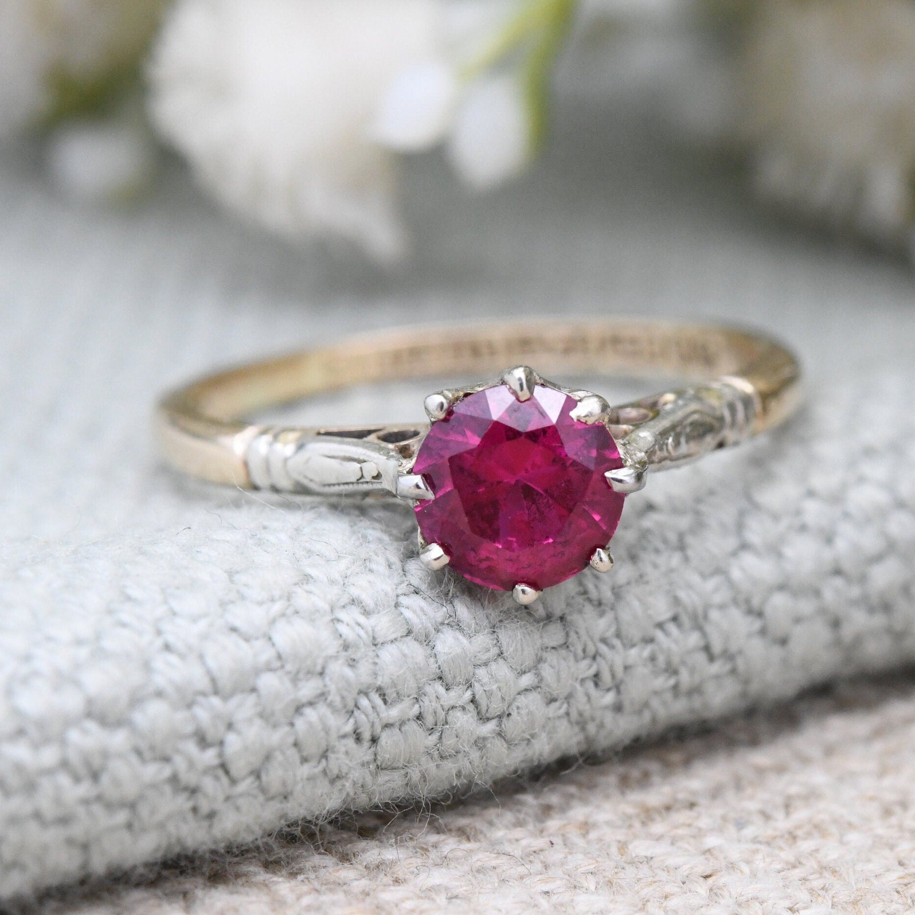 Vintage 9ct Gold Ruby Ring - Large Solitaire Stone | Stamped JH Lifetime | UK Size - M | US Size - 6