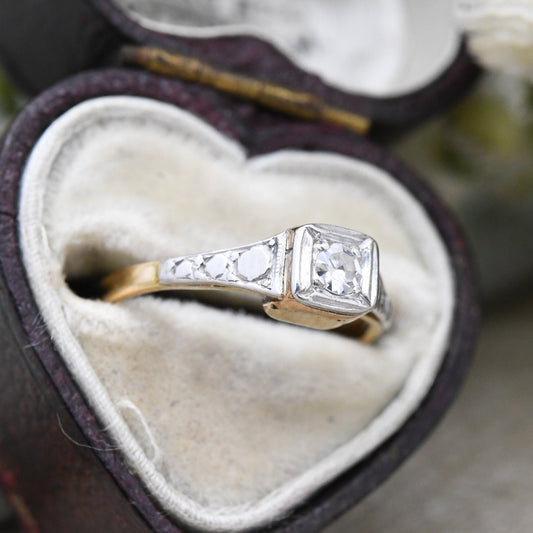 Vintage 22ct Gold Solitaire Diamond Engagement Ring 1940s - Small Size | UK Size - H | US Size - 3 3/4