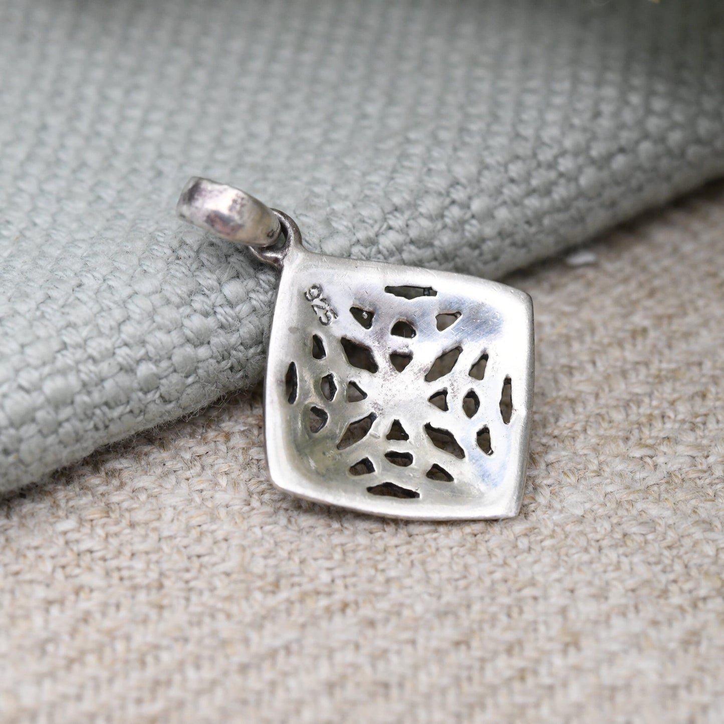 Vintage Sterling Silver Celtic Openwork Pendant - Diamond Shaped Triquetra Pattern