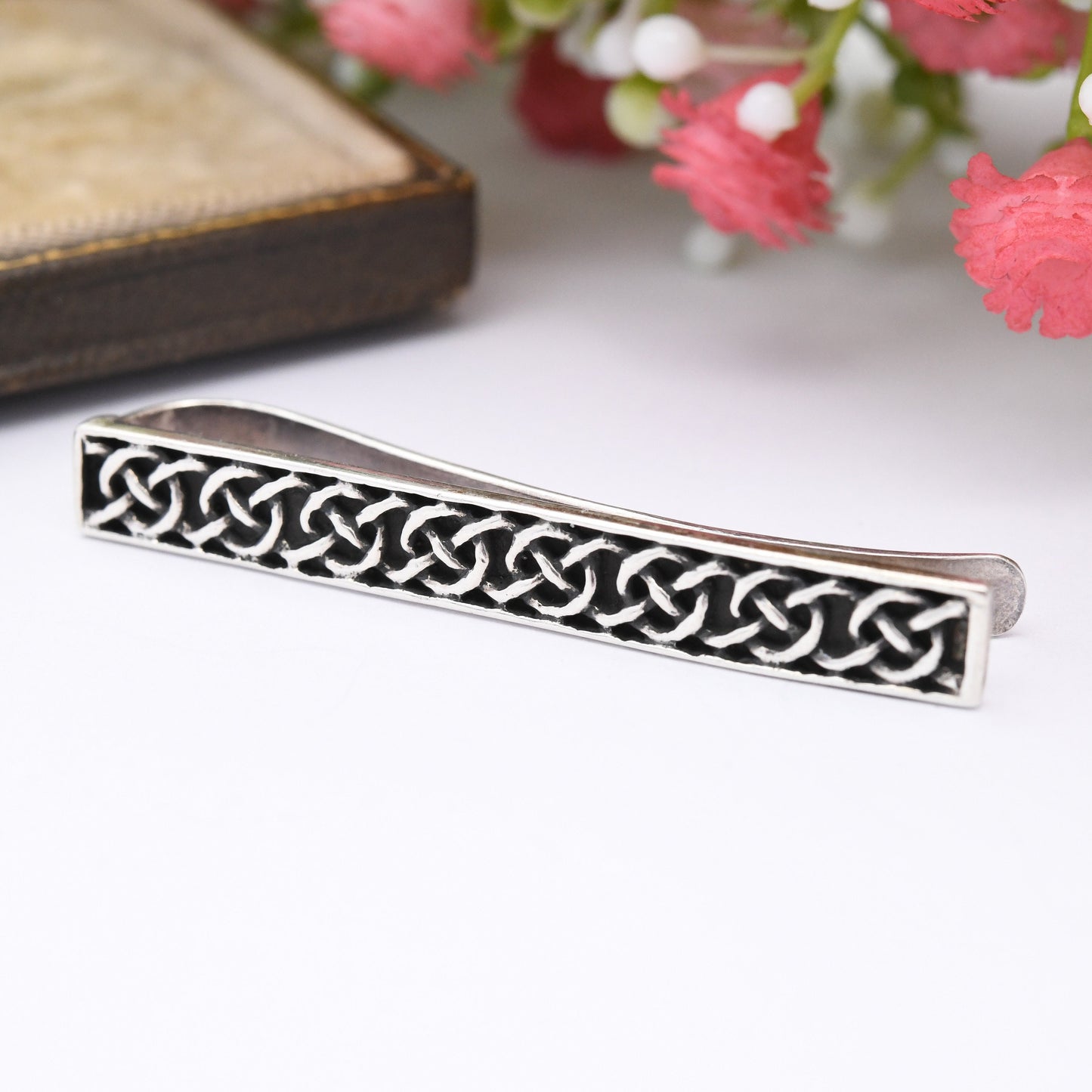 Vintage Kit Heath Sterling Silver Tie Clip - Professional Men's Tie Slide | Celtic Knot Design