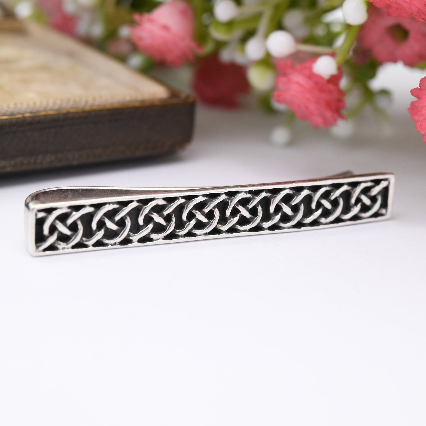 Vintage Kit Heath Sterling Silver Tie Clip - Professional Men's Tie Slide | Celtic Knot Design