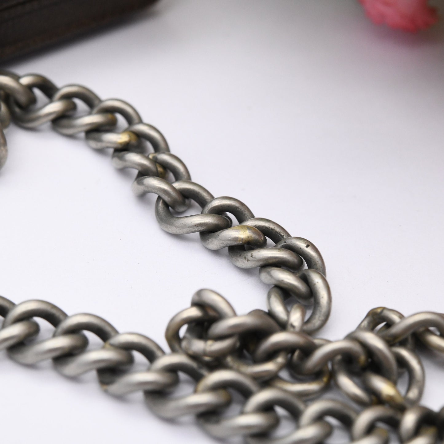 Antique Albert Chain with T-Bar and Dog Clip - Victorian Pocket Watch Chain | Albo Silver Plated