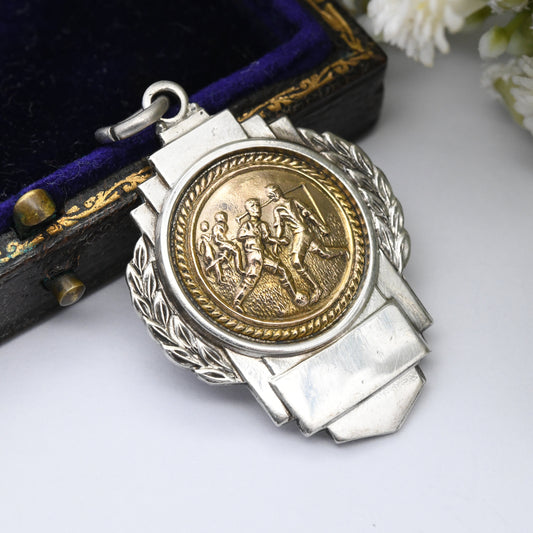 Vintage Sterling Silver Watch Fob Pendant 1960 by W H Darby - Coronation Cup 1962 Football Gold Medal