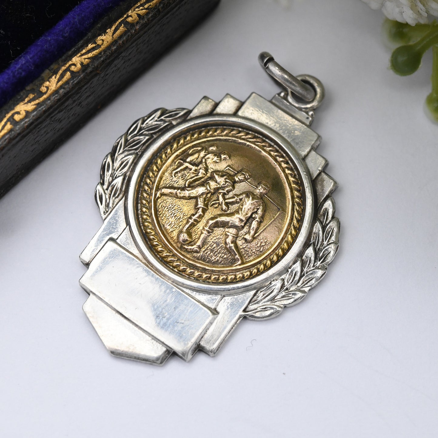 Vintage Sterling Silver Watch Fob Pendant 1960 by W H Darby - Coronation Cup 1962 Football Gold Medal