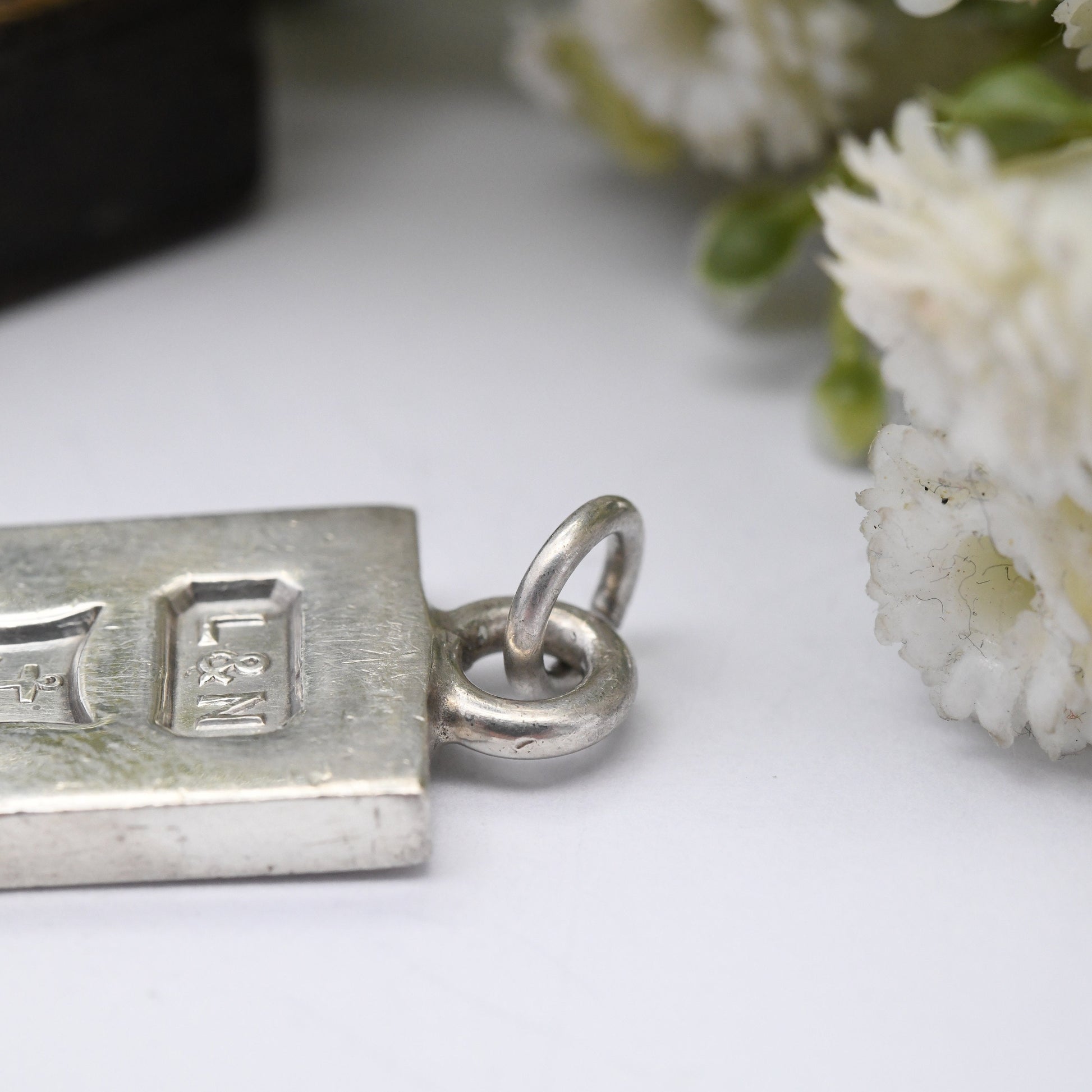 Vintage Sterling Silver Ingot Pendant 1977 with Queen Elizabeth II Silver Jubilee Stamp - Hallmarked Sheffield L&N | Mid-Century Necklace