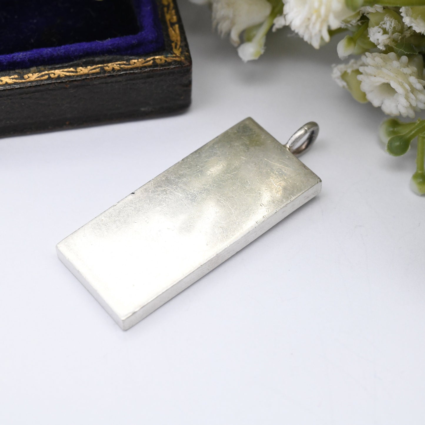 Vintage Sterling Silver Ingot Pendant 1977 with Queen Elizabeth II Silver Jubilee Stamp - Hallmarked Sheffield JB | Mid-Century Necklace