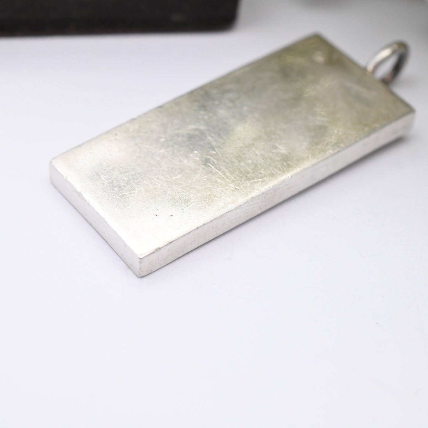 Vintage Sterling Silver Ingot Pendant 1977 with Queen Elizabeth II Silver Jubilee Stamp - Hallmarked Sheffield JB | Mid-Century Necklace