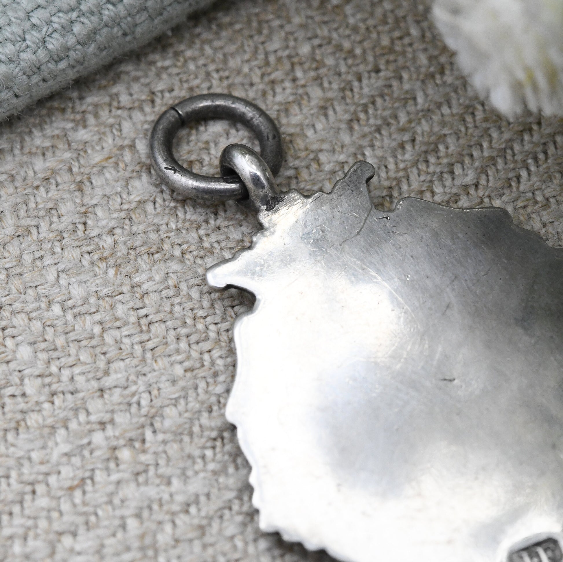 Vintage Sterling Silver Watch Fob Pendant 1933 by James Fenton - with Blank Shield to the Front