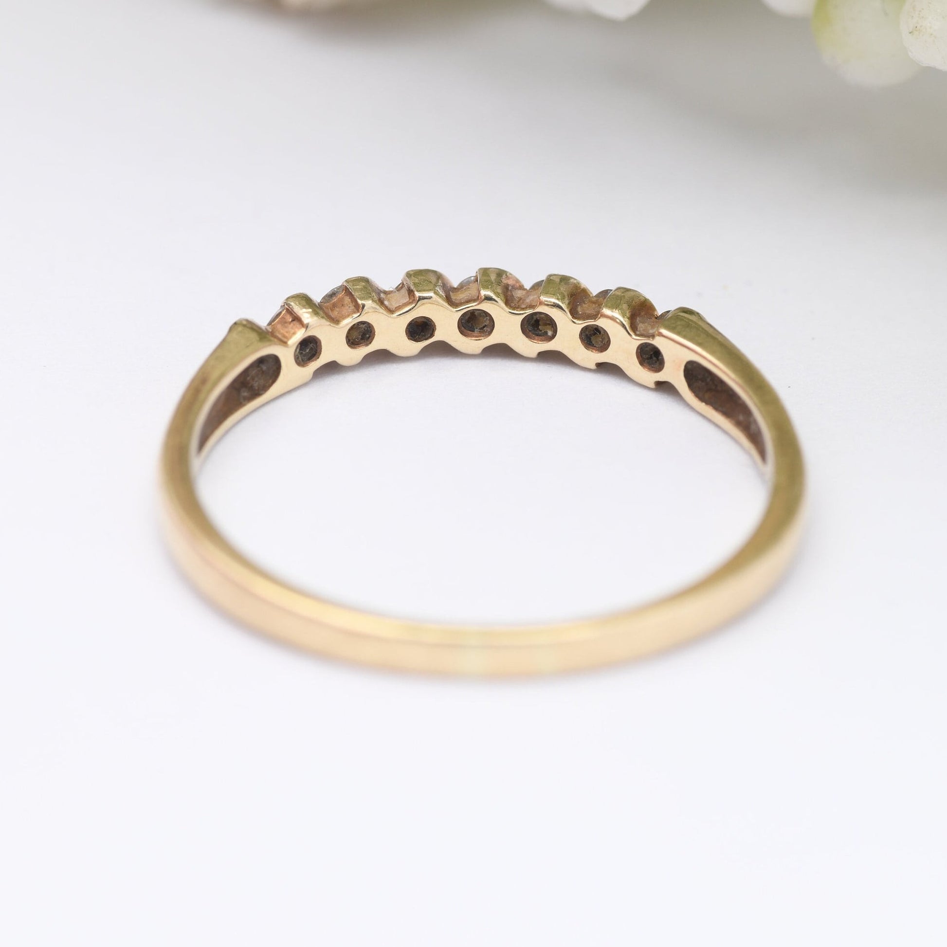 Vintage 9ct Gold and Diamond Ring - S Form Wave Band | UK Size - P 1/2 | US Size - 8