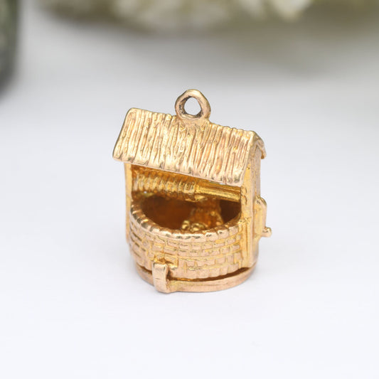 Vintage Nuvo 9ct Gold Pixie in a Wishing Well Charm Pendant 1986 - Opening to Cornish Pixie