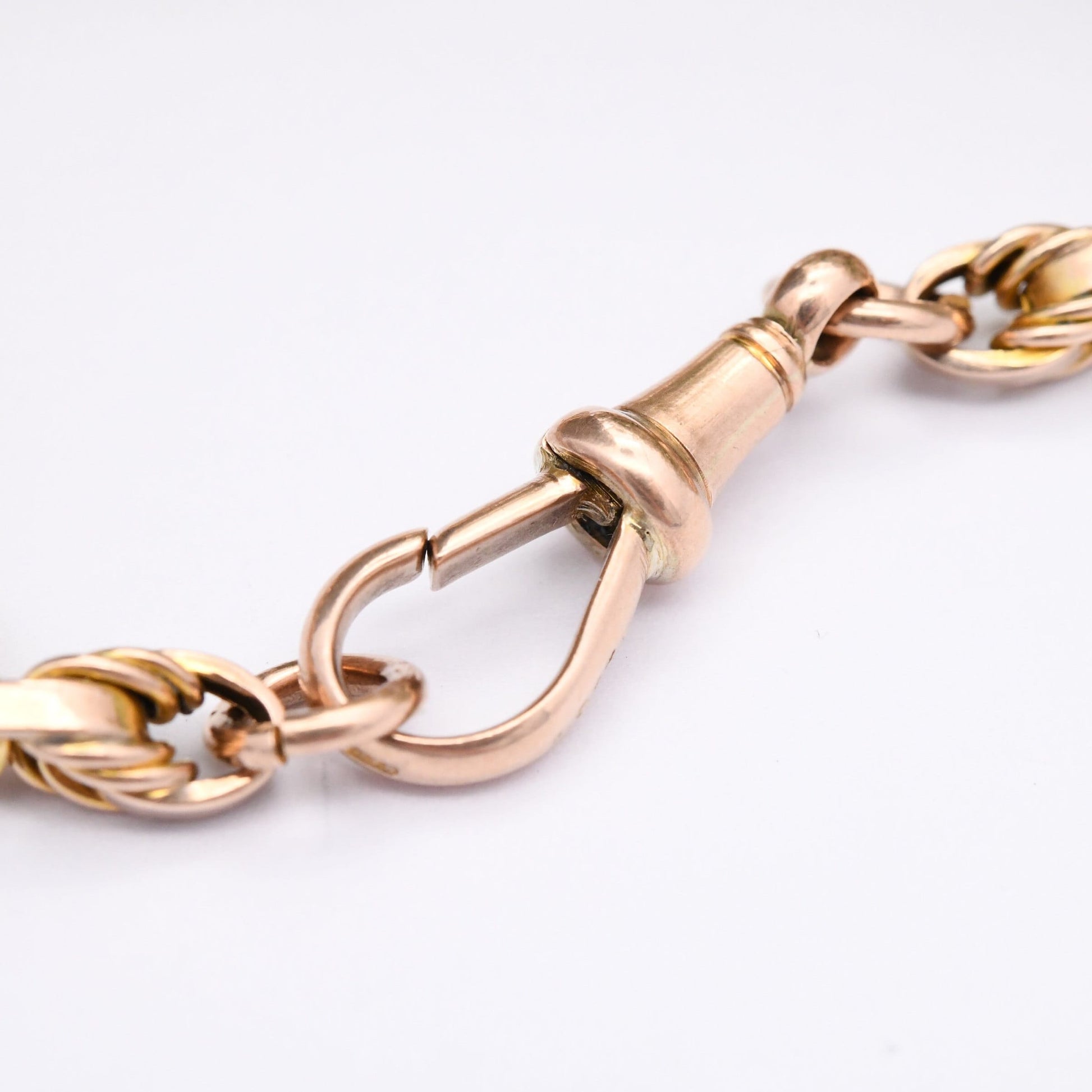 Antique 9ct Gold Fancy Link Chain Bracelet with Dog Clip - Graduating Cable Links | 19.5cm