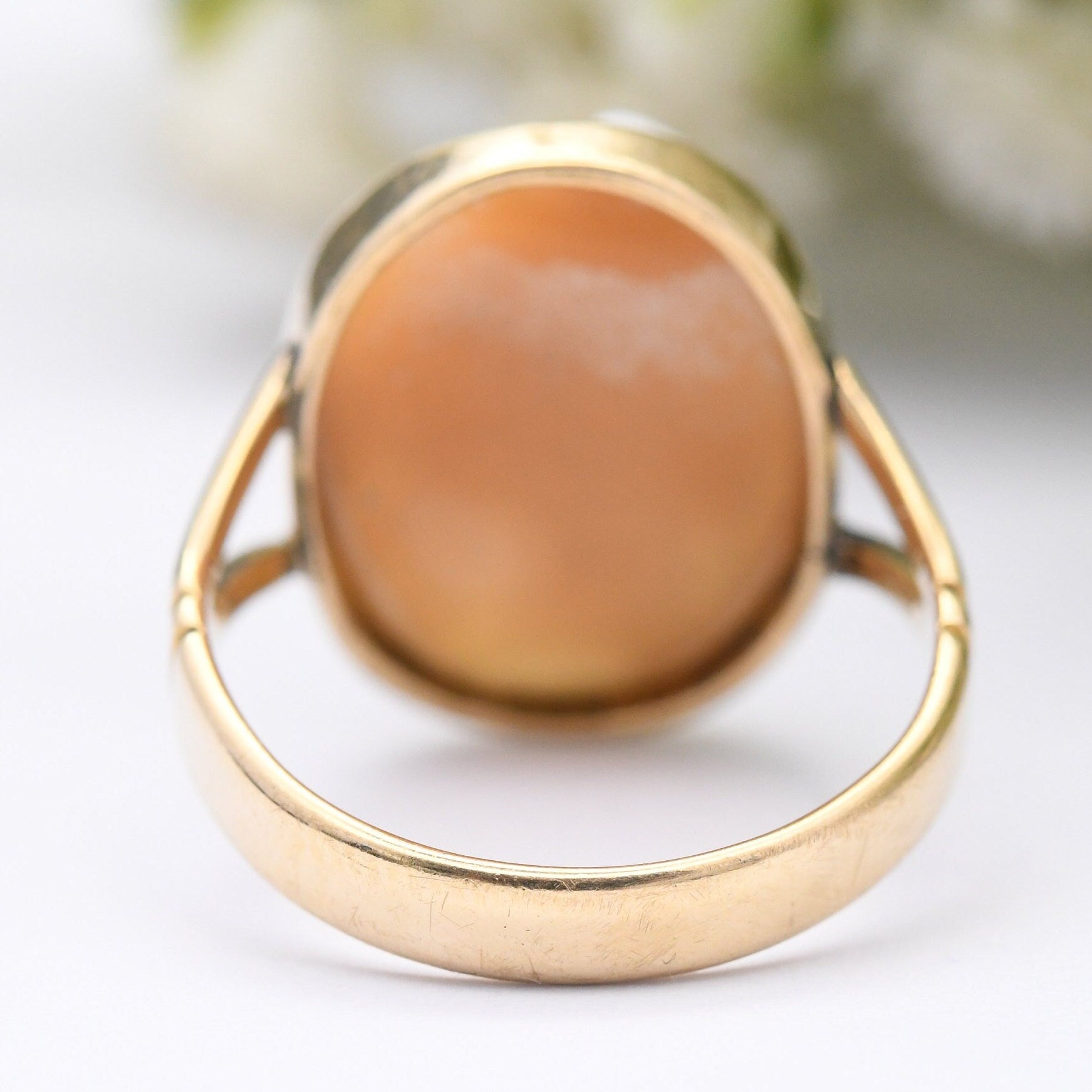 Antique 9ct Gold Cameo Ring - Large Cameo Face | Ancient Classical Figure | Protruding Raised Cameo | UK Size - P | US Size - 7 1/2