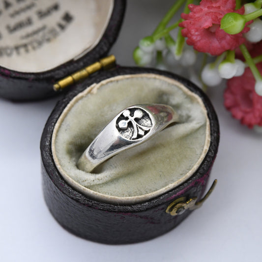 Vintage European Sterling Silver Club Symbol Ring - Unisex Everyday Silver | UK Size - M | US Size - 6 1/4