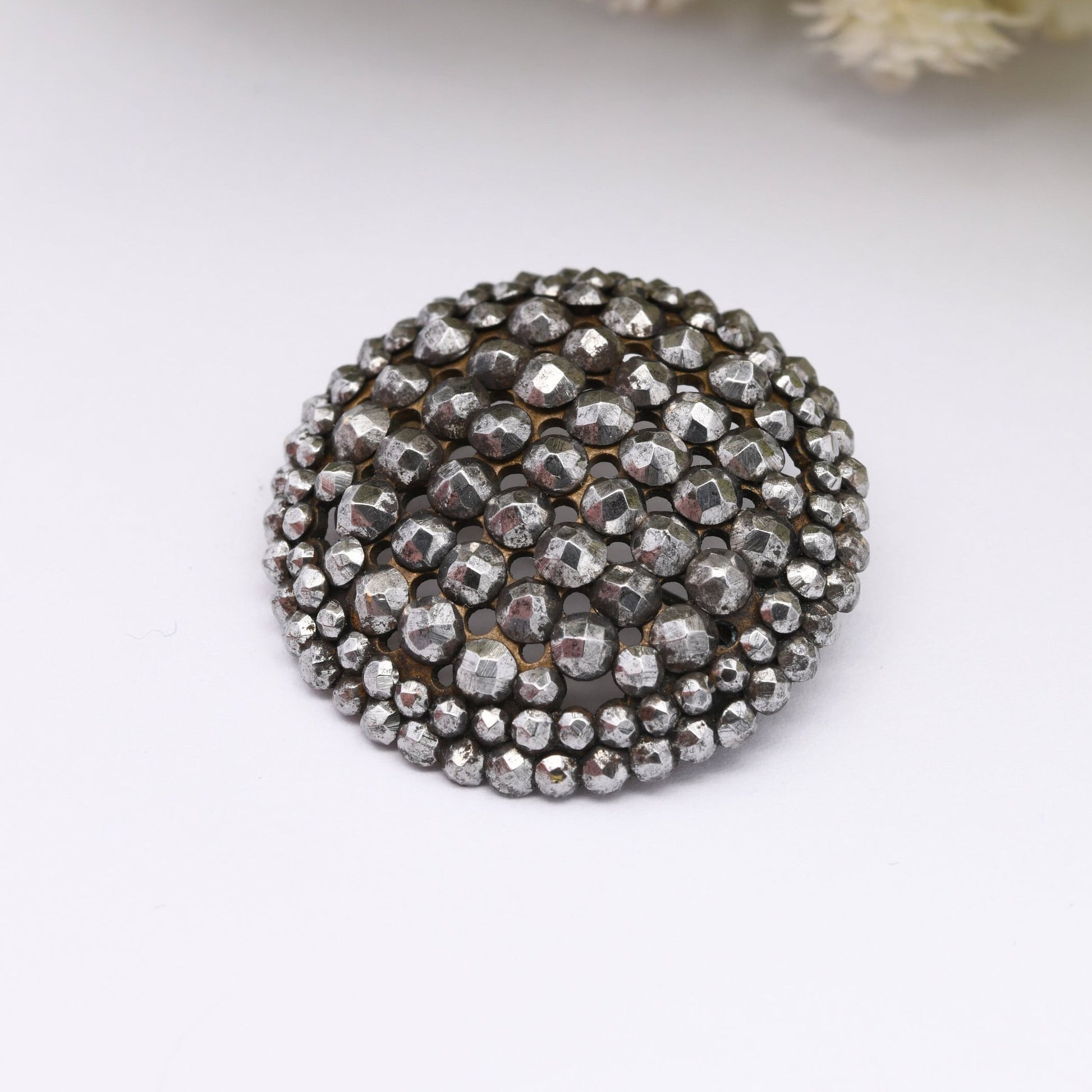 Antique Cut Steel Brooch - Circle Cluster | Georgian Victorian Jewellery