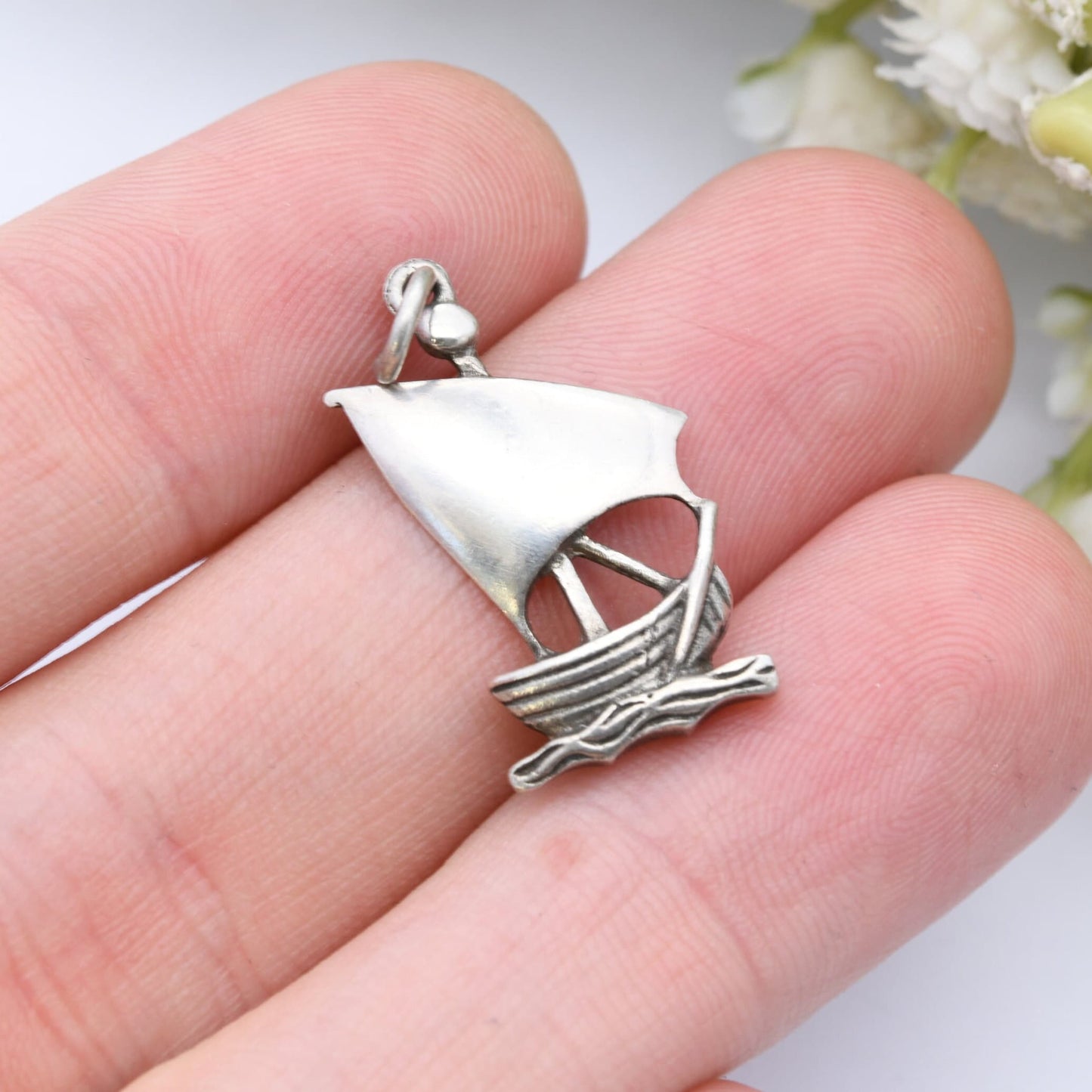 Vintage Silver Sailing Ship Charm Pendant - Cute Collectable Boat Charm for Bracelet or Charm Necklace | 935 European Silver