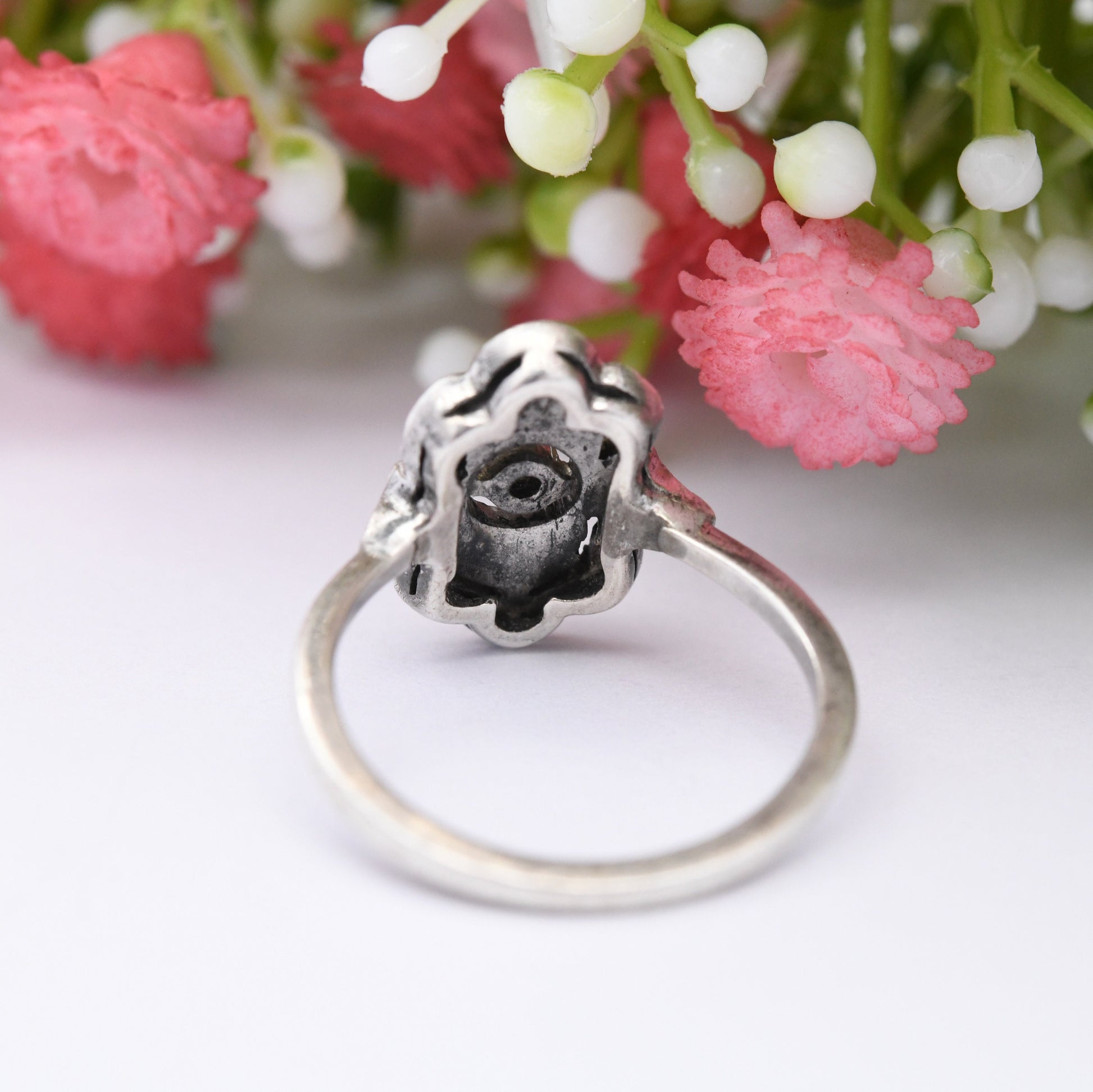 Antique Art Deco Silver Paste Ring - Statement Cocktail Ring | UK Size - L | US Size - 5 3/4