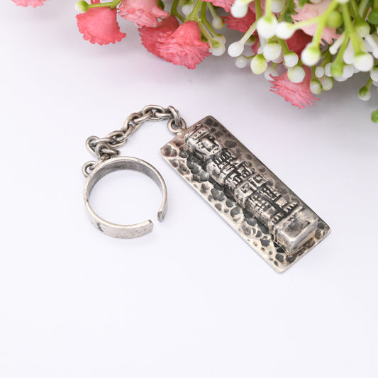 Vintage Peru Sterling Silver God Religious Pendant Token Ring - South American | Heavy Large Rectangular Pendant | UK Size - J 1/2 US Size 5