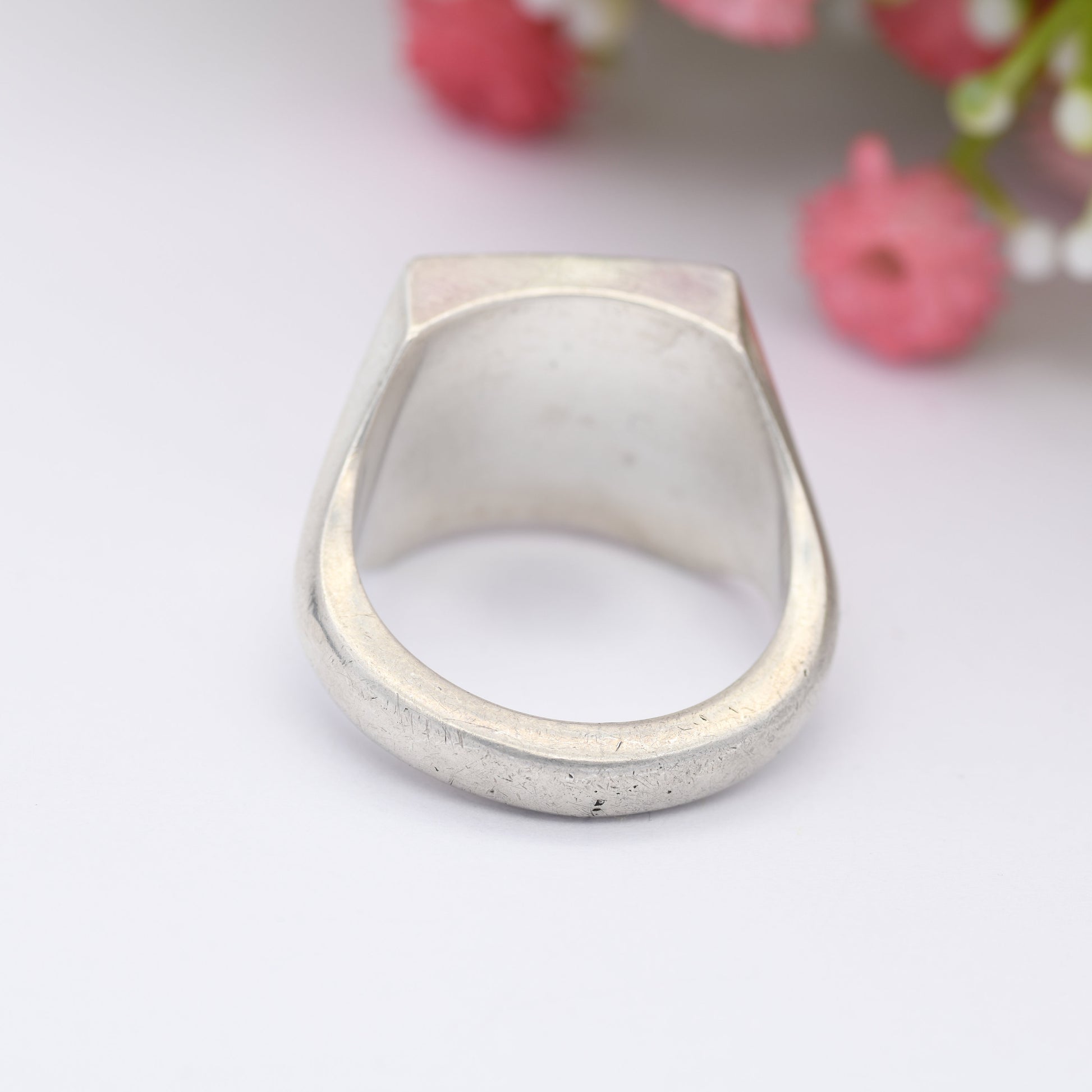 Vintage Sterling Silver Hallmark Ingot Ring 1977 - James Harrison Elizabeth II Jubilee Stamp | Heavy Chunky | UK Size - T | US Size - 9 1/2