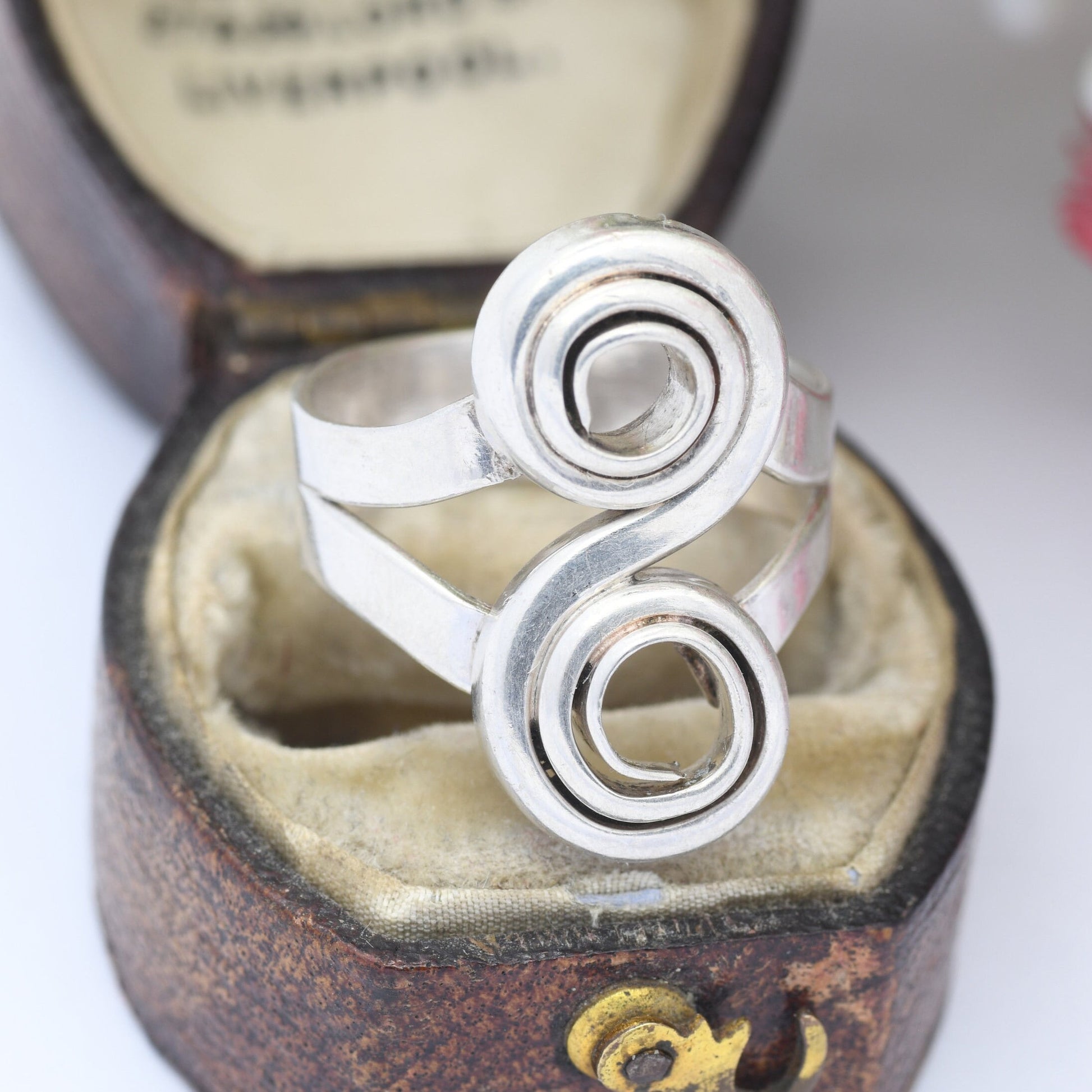 Vintage Sterling Silver Double Swirl Ring 1970 - Mid-Century Modernist Everyday Silver Jewellery | UK Size - L 1/2 | US Size - 6