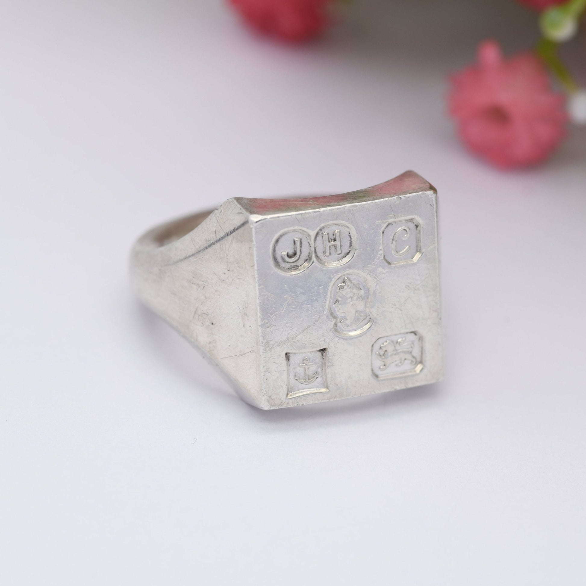 Vintage Sterling Silver Hallmark Ingot Ring 1977 - James Harrison Elizabeth II Jubilee Stamp | Heavy Chunky | UK Size - T | US Size - 9 1/2