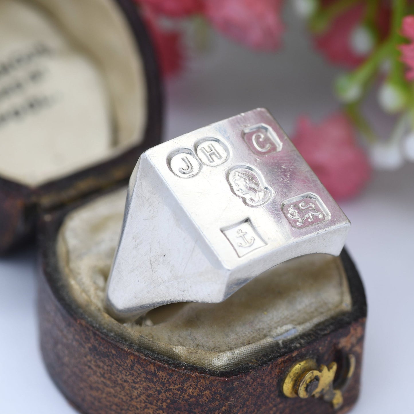 Vintage Sterling Silver Hallmark Ingot Ring 1977 - James Harrison Elizabeth II Jubilee Stamp | Heavy Chunky | UK Size - T | US Size - 9 1/2