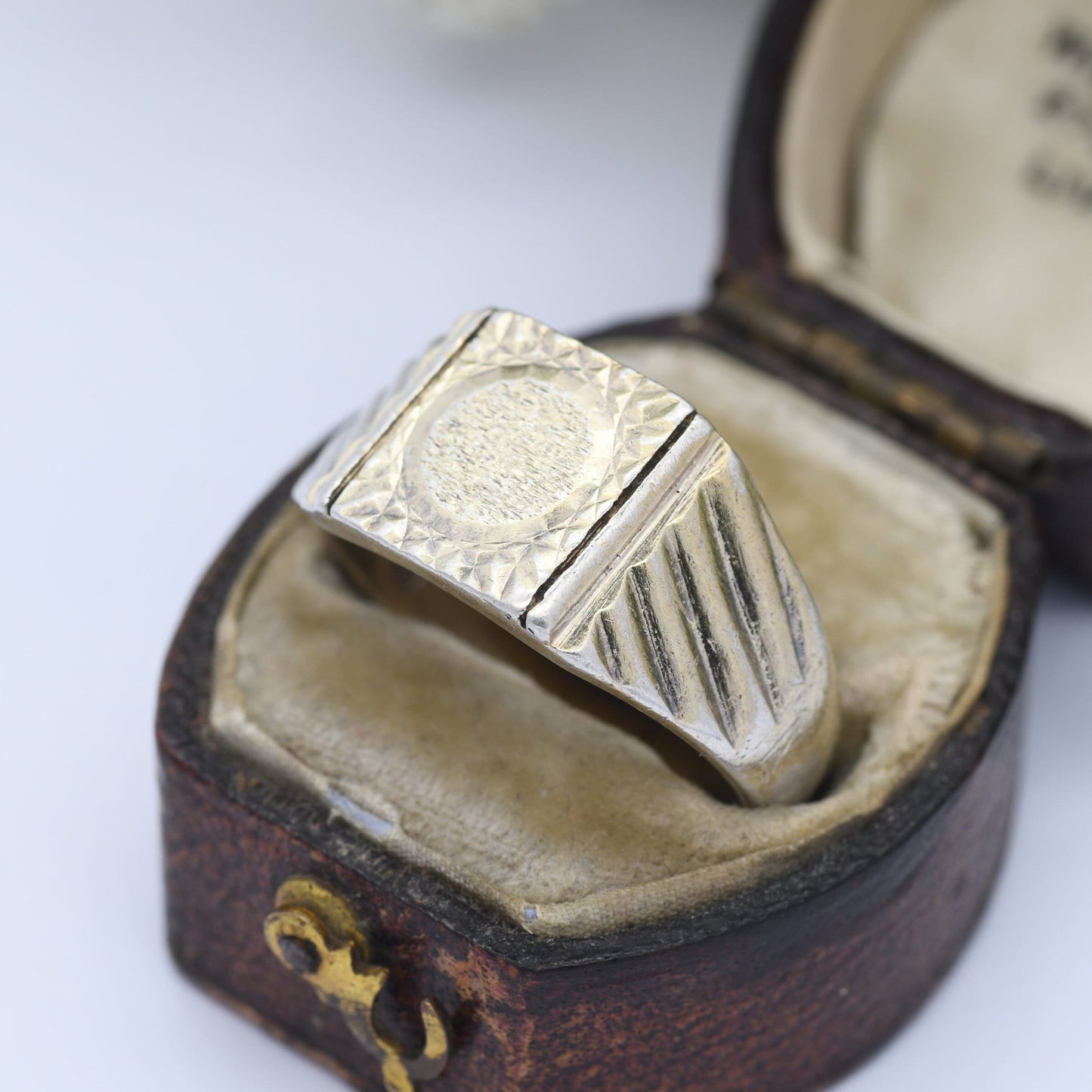 Vintage Gold Plated Sterling Silver Signet Ring 1967 - Diamond Cut Front | Gift for Him | UK Size - T | US Size - 9 1/2