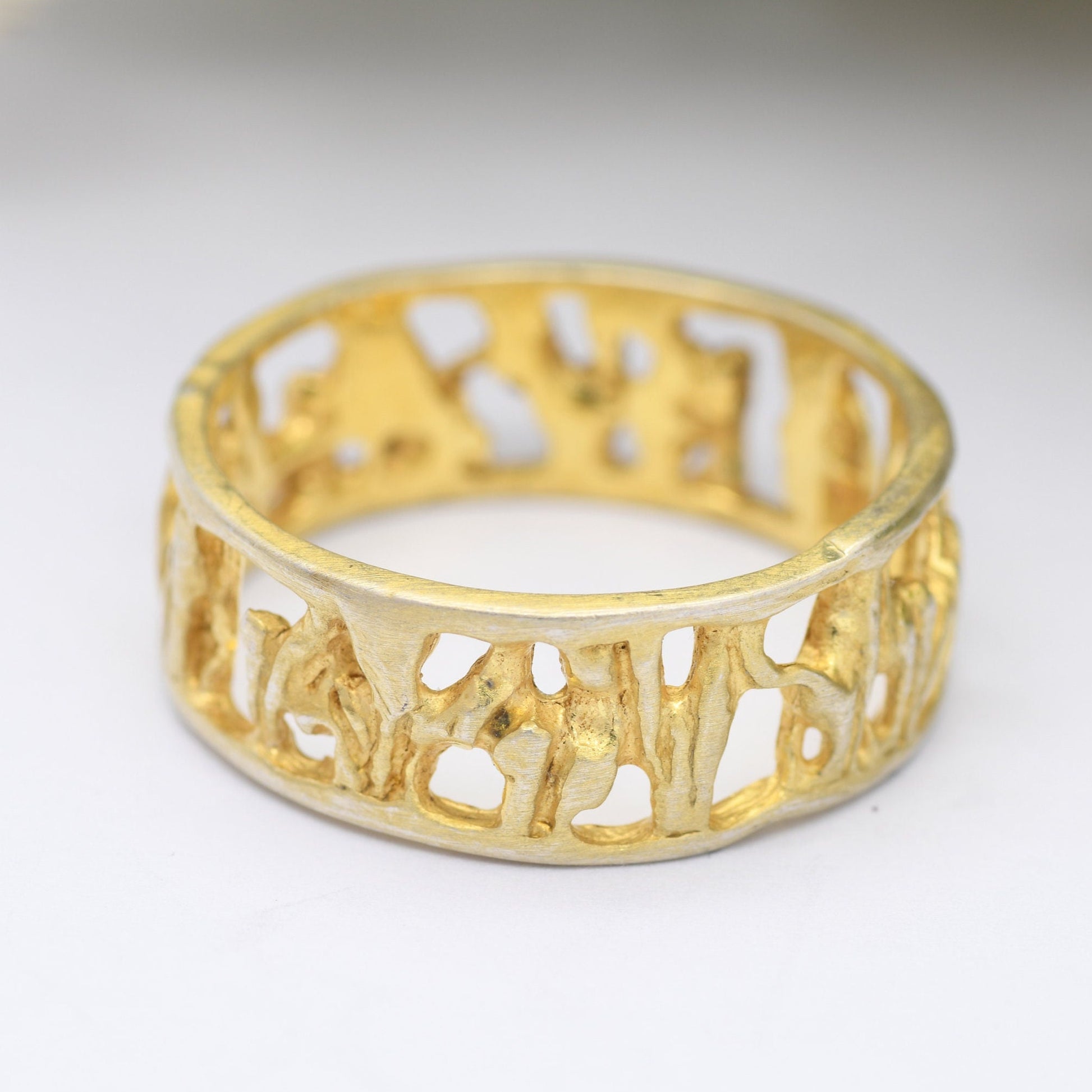 Vintage Portugal Sterling Silver Eternity Figure Band Ring - Gold Plated | Modernist Sculptural | UK Size - T | US Size - 9 1/2