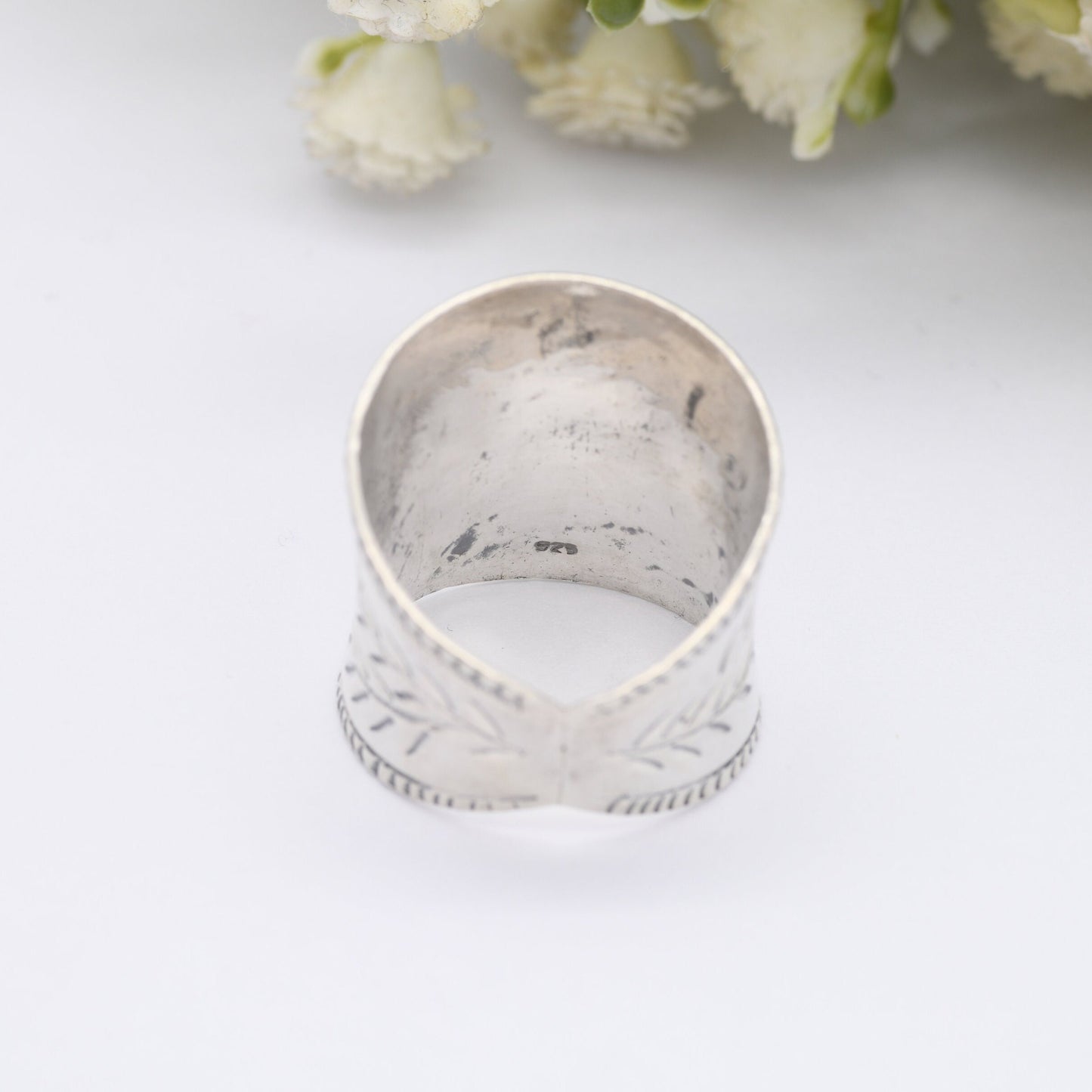 Vintage Chunky Sterling Silver Flower Ring - Statement Armour Ring | Victorian Style | UK Size - R | US Size - 8 1/2