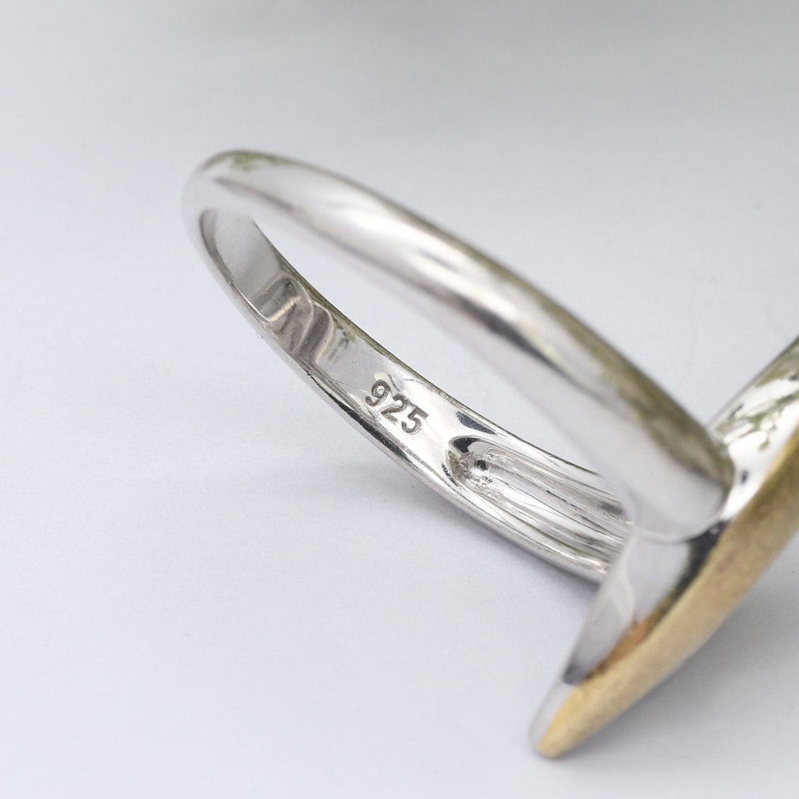 Two Tone Sterling Silver Ring with Gold Plating Nona - Pretty Sculptural Form Entwined | UK Size - O 1/2 | US Size - 7 1/4