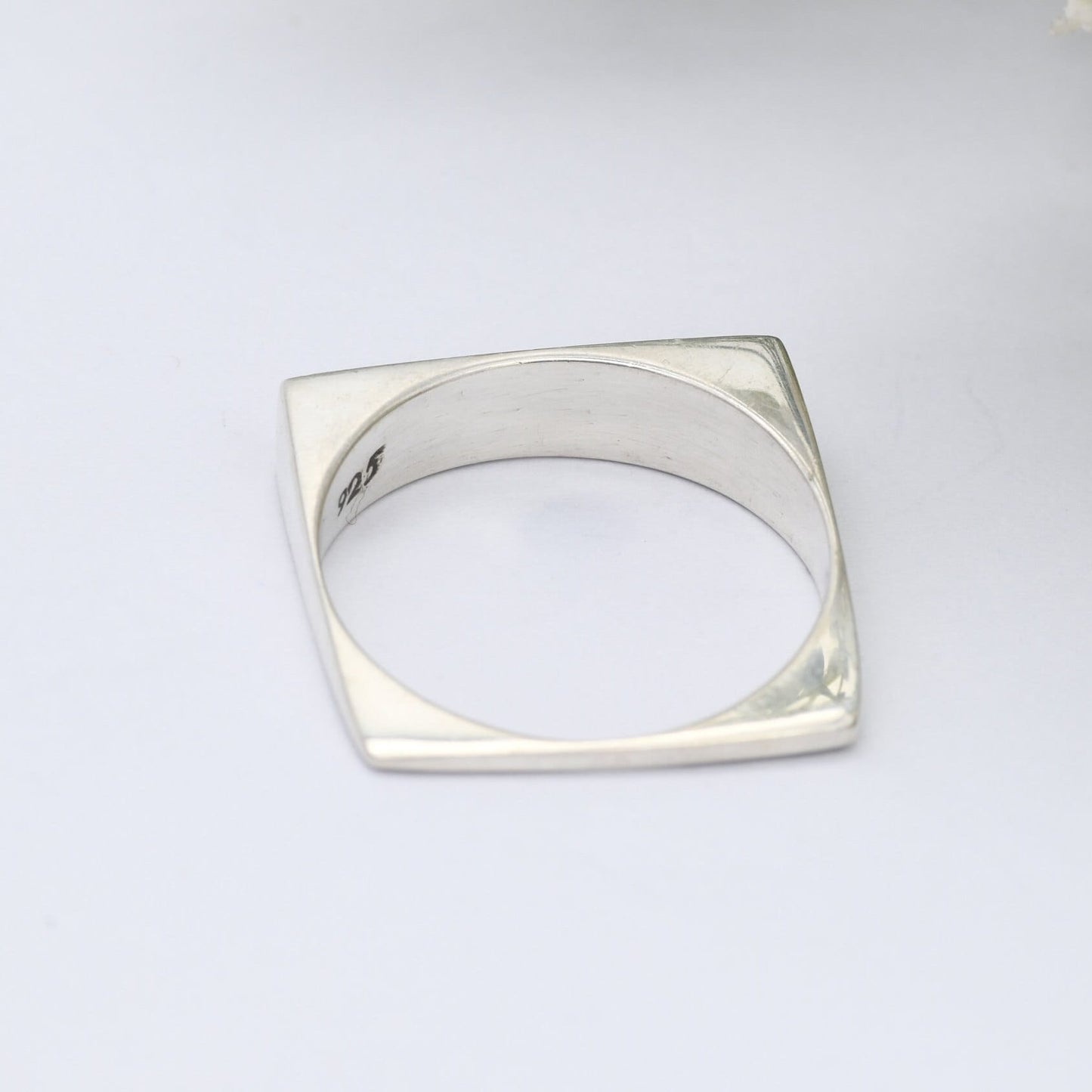 Vintage Sterling Silver Square Band Ring - Modernist Minimalist Jewellery | UK Size - P 1/2 | US Size - 8