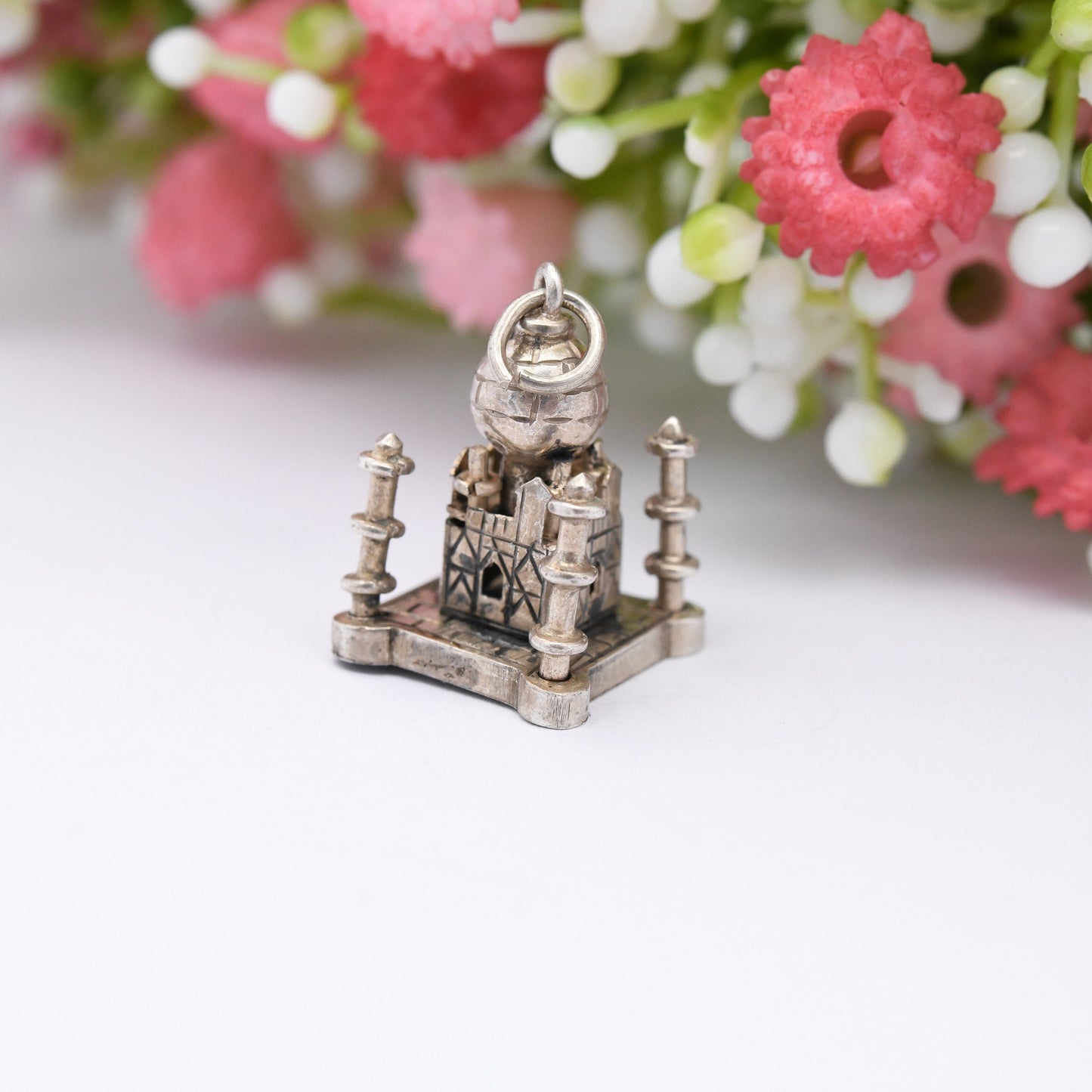 Vintage Sterling Silver Mosque Charm Pendant - Mechanical Articulated | for Charm Bracelet | Nicely Detailed