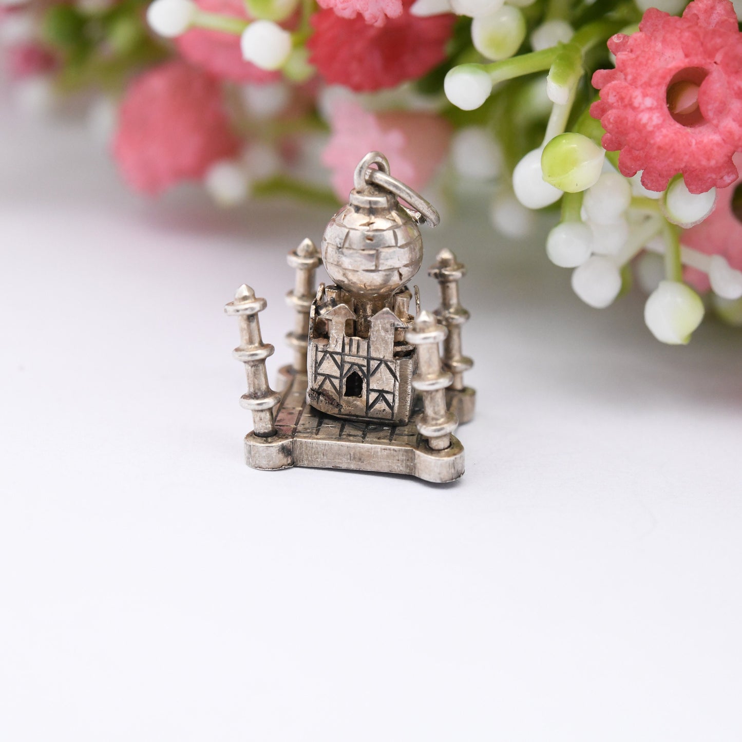 Vintage Sterling Silver Mosque Charm Pendant - Mechanical Articulated | for Charm Bracelet | Nicely Detailed