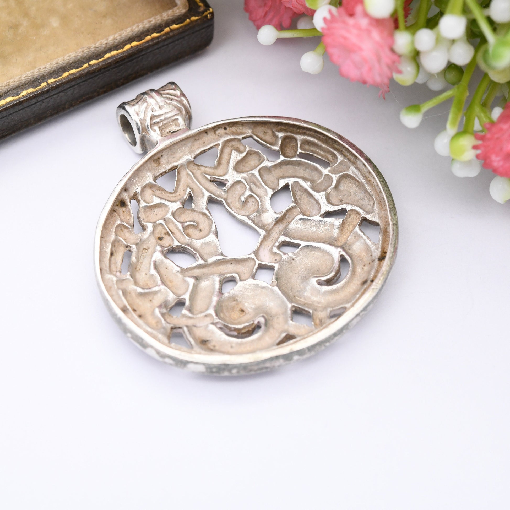 Vintage Sterling Silver Celtic Pendant - Viking Jewellery | Sea Dragon | Large Statement Pendant Necklace